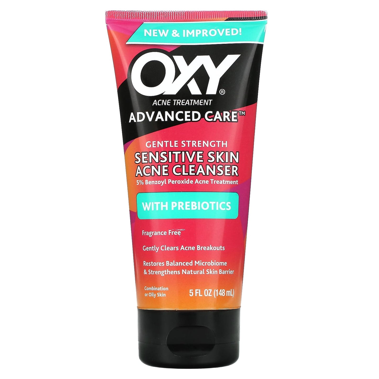 Oxy Skin Care-Sensitive Skin Acne Cleanser with Prebiotics-Fragrance Free-5 fl oz (148 ml)