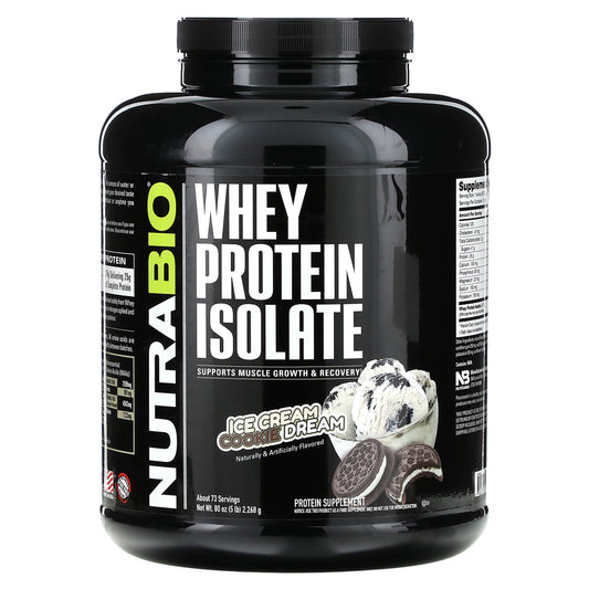 NutraBio-Whey Protein Isolate-Ice Cream Cookie Dream-5 lb (2,268 g)