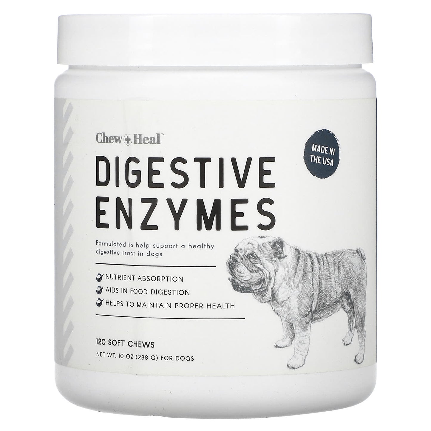 Chew + Heal-Digestive Enzymes-For Dogs-120 Soft Chews-10 oz (288 g)