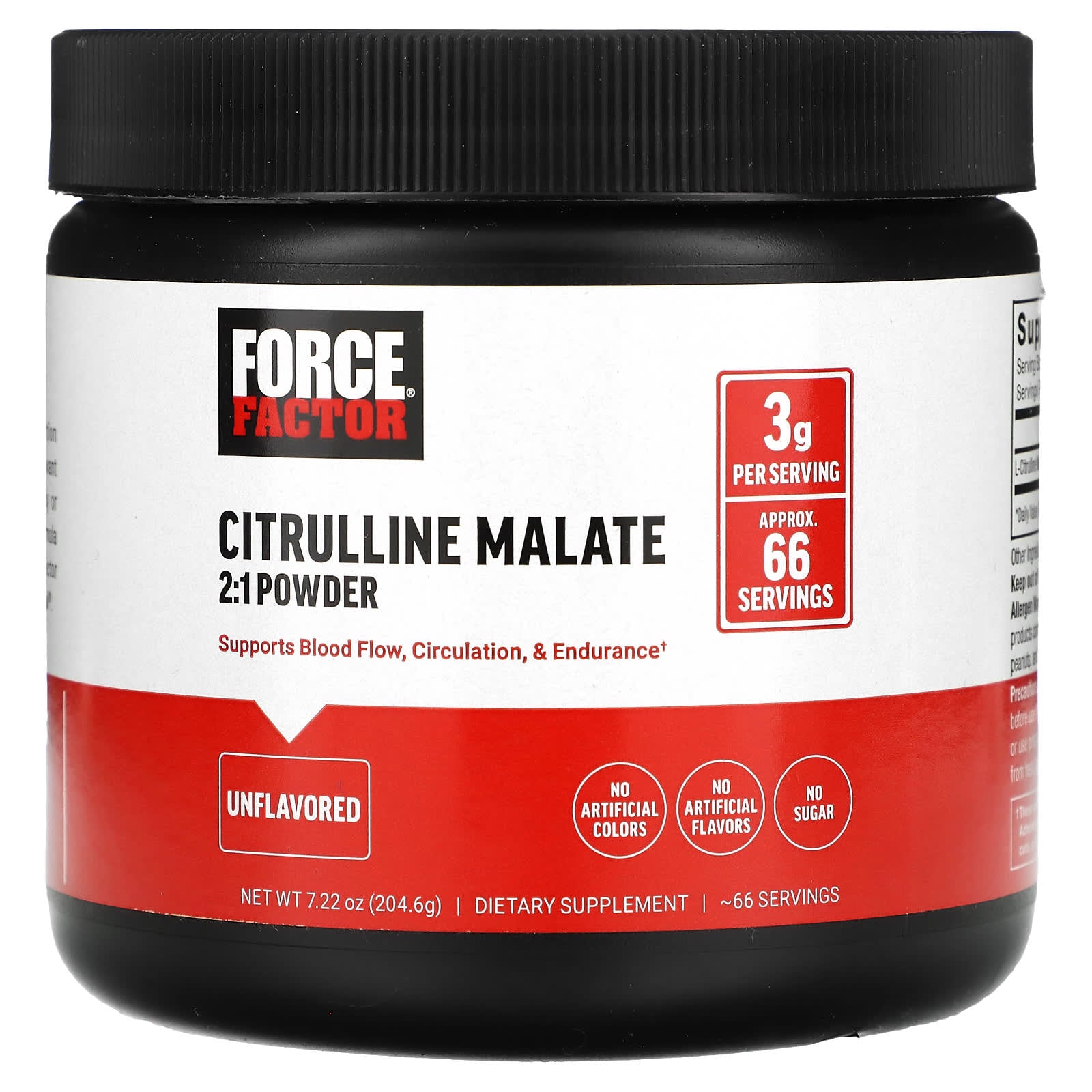 Force Factor-Citrulline Malate 2:1 Powder-Unflavored-7.22 oz (204.6 g)