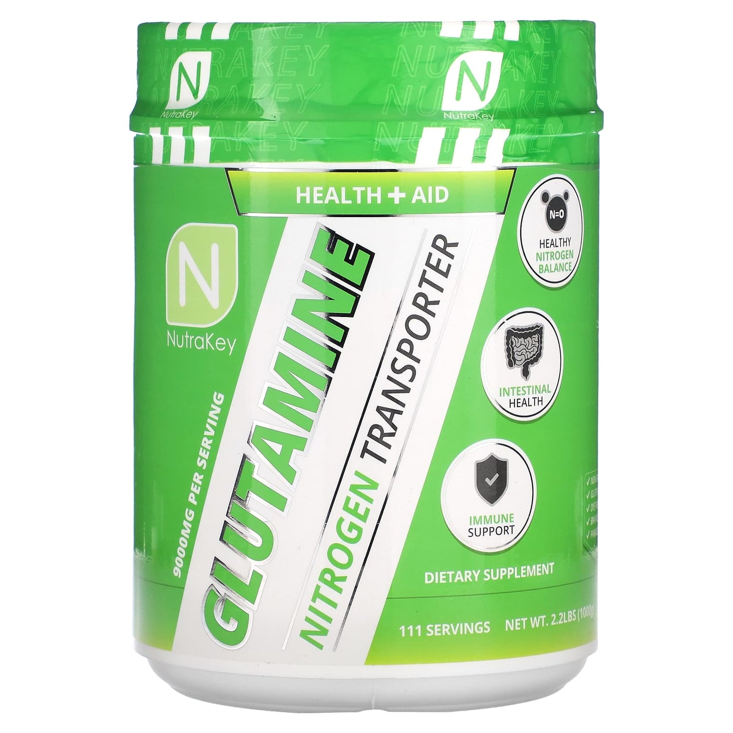 Nutrakey-Glutamine-9,000 mg-2.2 lbs (1,000 g) (4,500 mg per Scoop)