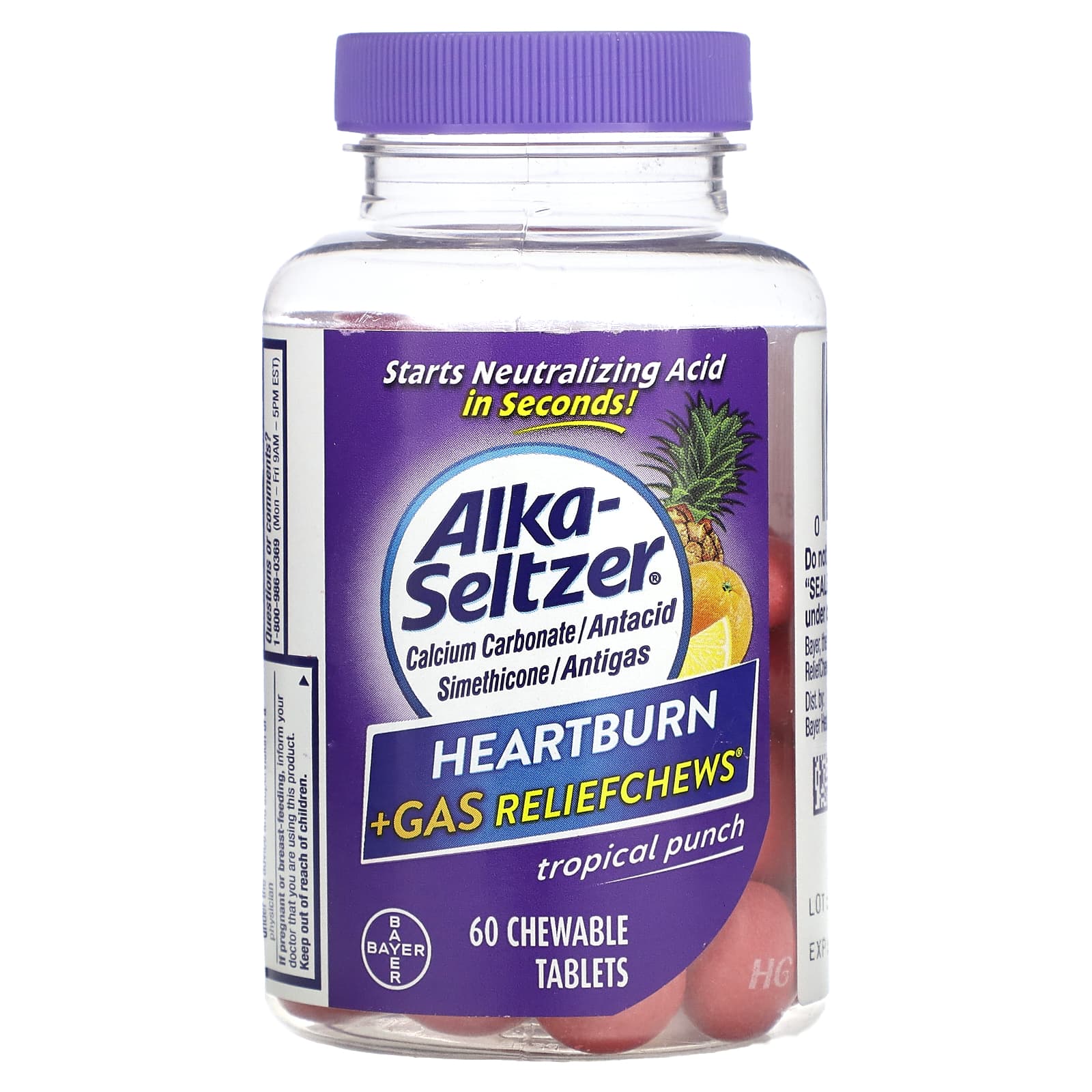 Alka-Seltzer-Heartburn + Gas Reliefchews-Tropical Punch-60 Chewable Tablets