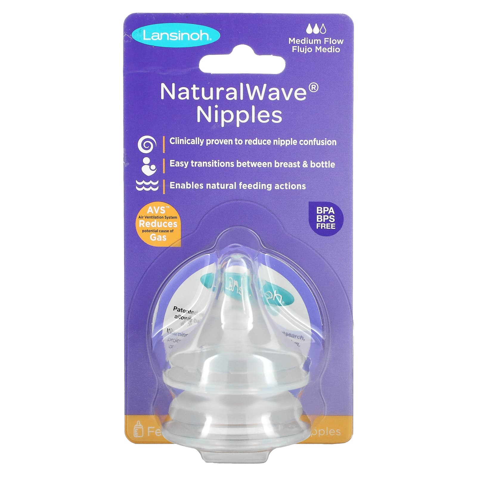 Lansinoh-mOmma-NaturalWave Nipples-Medium Flow-2 Nipples