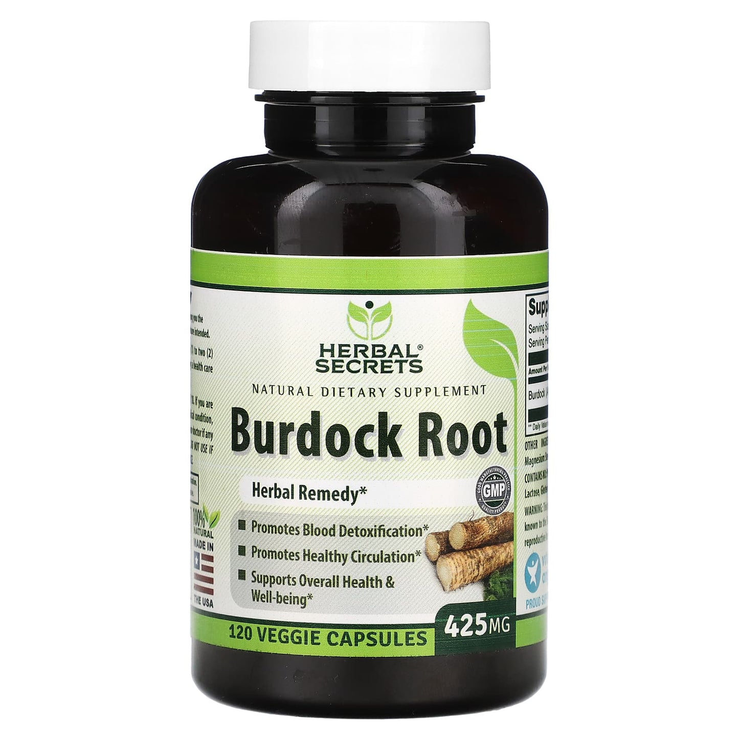 Herbal Secrets-Burdock Root-425 mg-120 Veggie Capsules