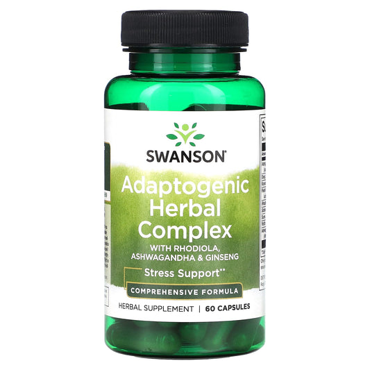 Swanson-Adaptogenic Herbal Complex with Rhodiola-Ashwagandha & Ginseng-60 Capsules