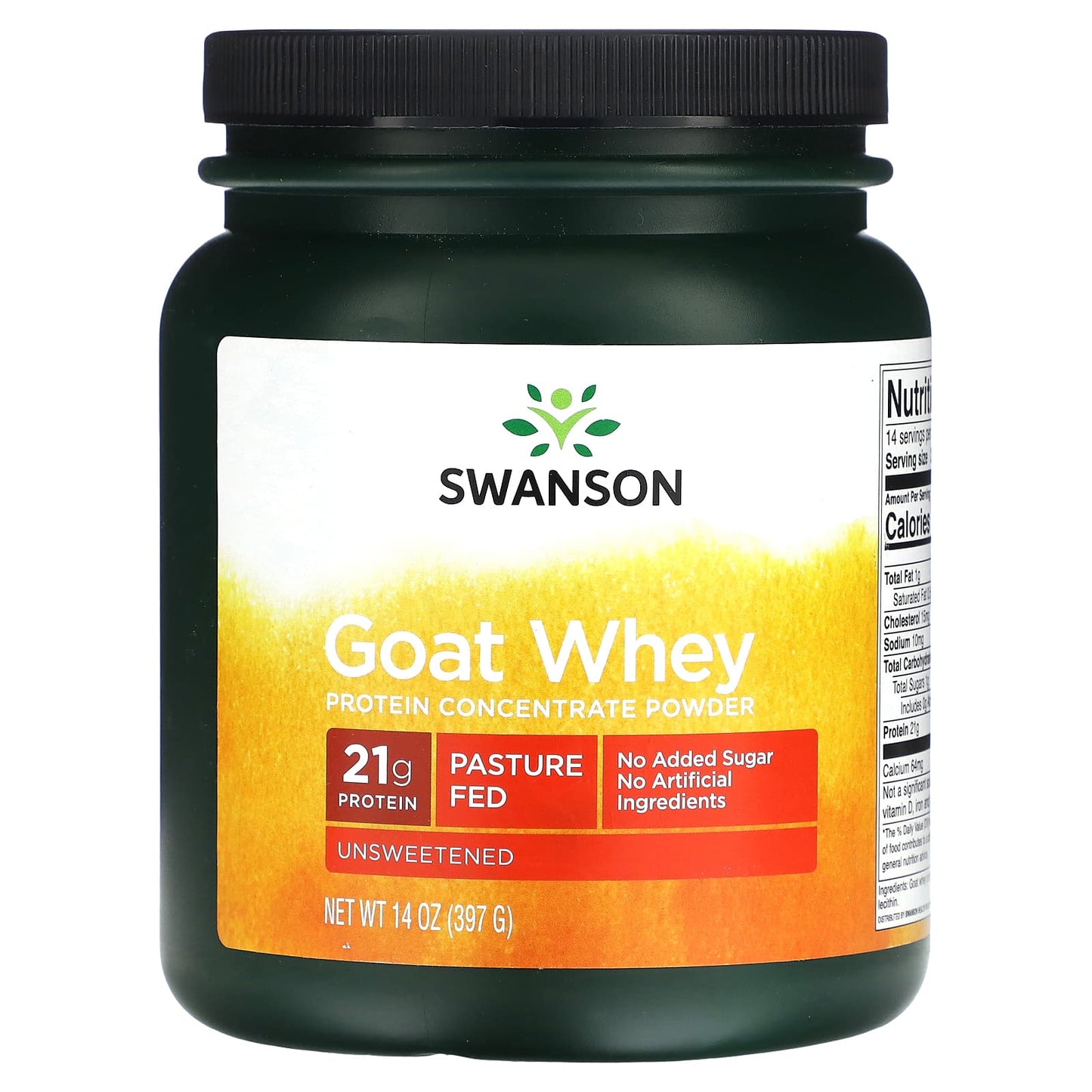 Swanson-Goat Whey Protein Concentrate Powder-Unsweetened-14 oz (397 g)