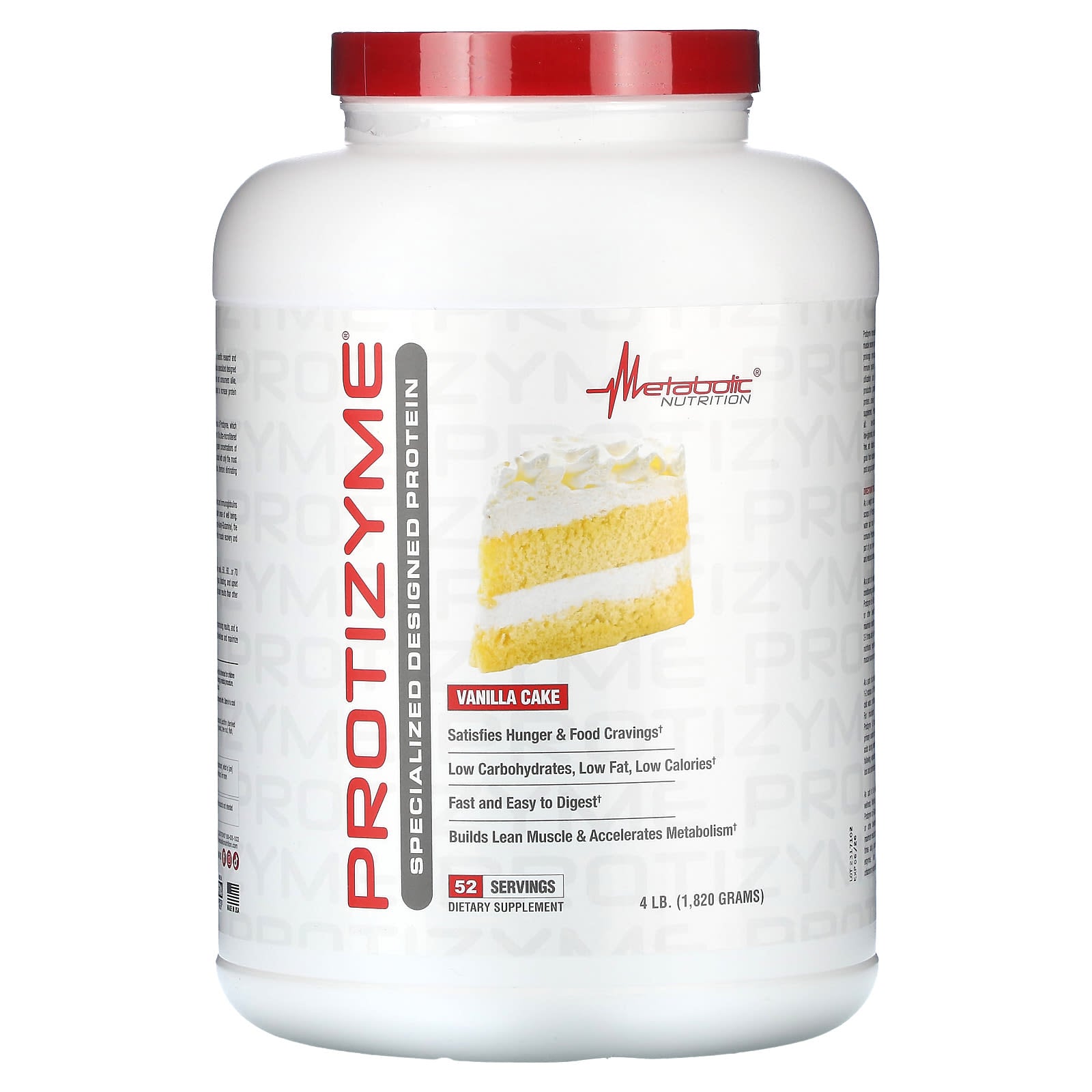 Metabolic Nutrition-Protizyme-Specialized Designed Protein-Vanilla Cake-4 lb (1,820 g)