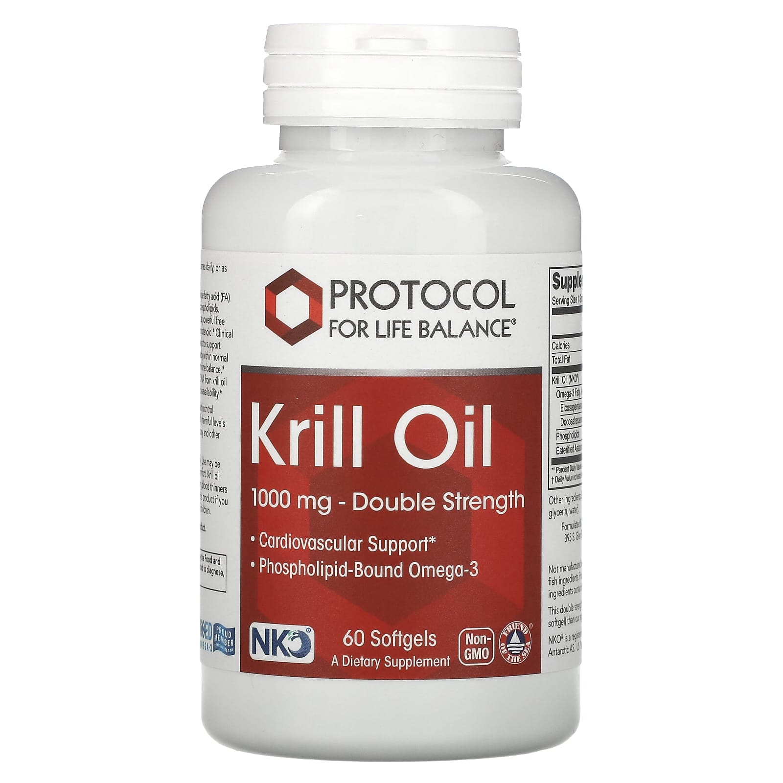 Protocol for Life Balance-Krill Oil-Double Strength-1,000 mg-60 Softgels