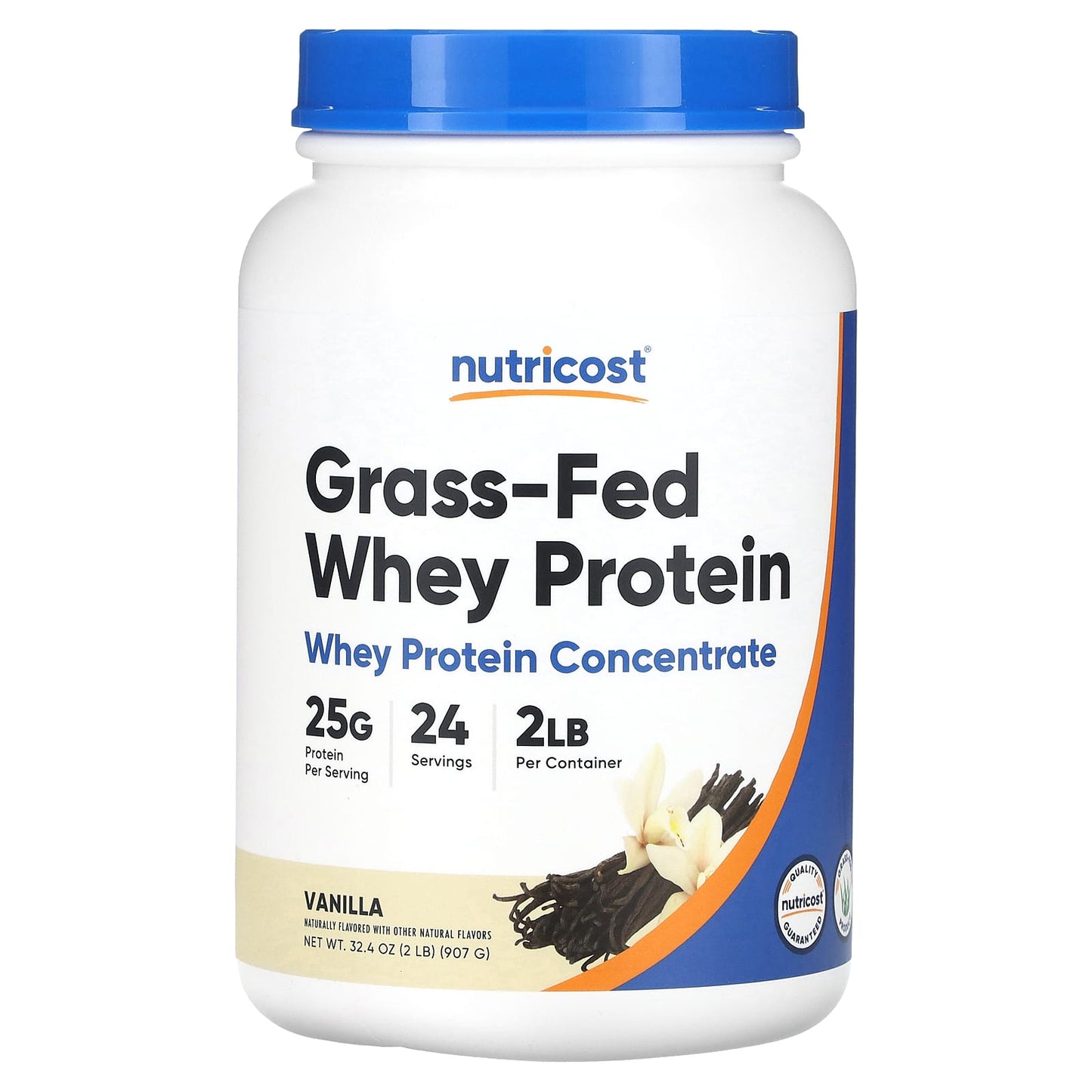 Nutricost-Grass-Fed Whey Protein Concentrate-Vanilla-2 lb (907 g)