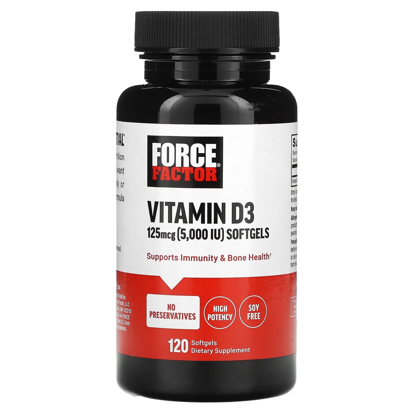 Force Factor-Vitamin D3-125 mcg (5,000 IU)-120 Softgels