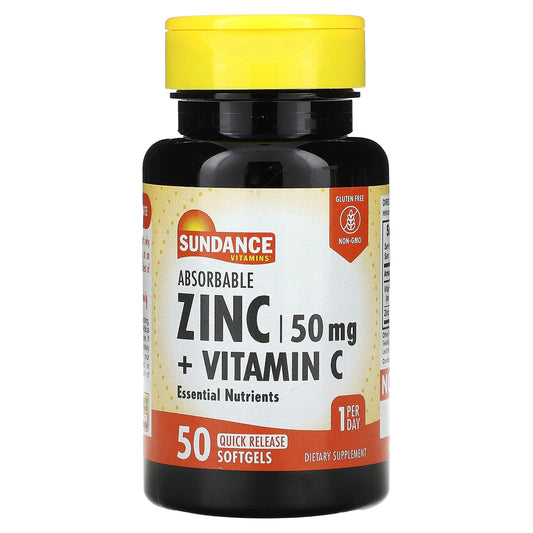 Sundance Vitamins-Absorbable Zinc + Vitamin C-50  Quick Release Softgels