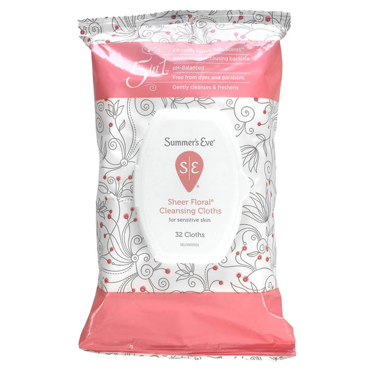 Summer's Eve-5 in 1 Cleansing Cloths-Sheer Floral-32 Cloths