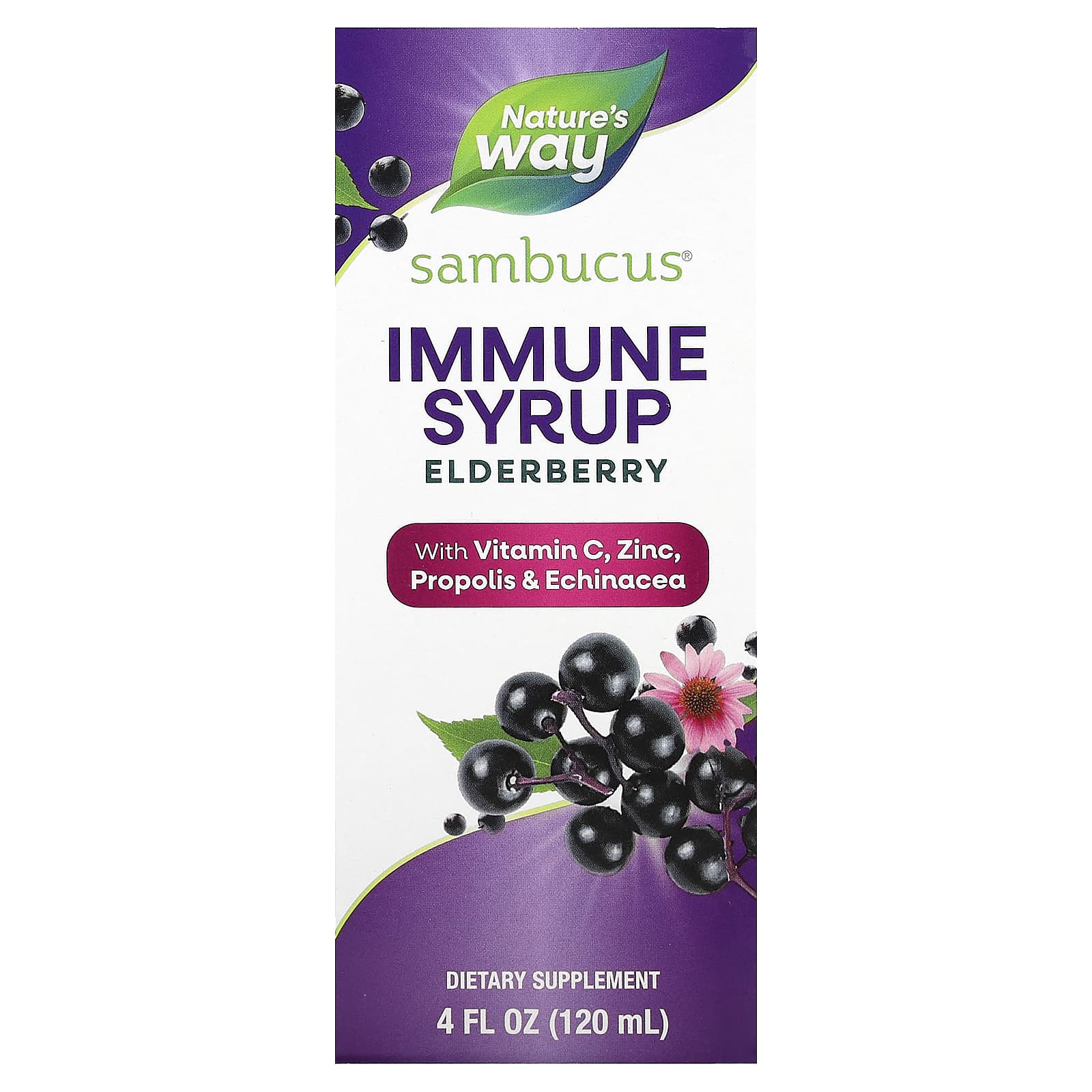 Nature's Way-Sambucus-Immune Syrup-Elderberry-4 fl oz (120 ml)