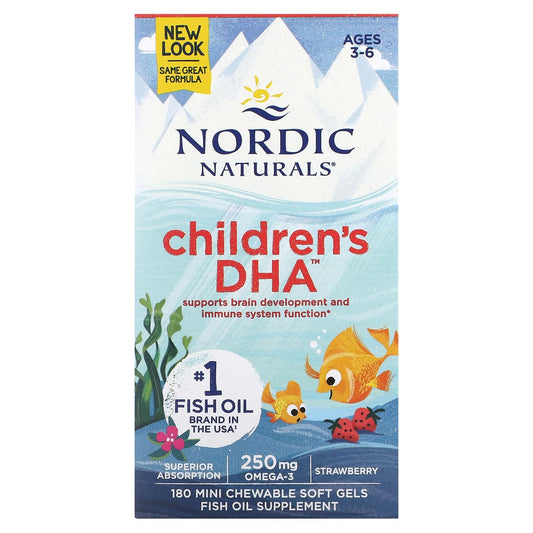 Nordic Naturals-Children's DHA-Ages 3-6-Strawberry-180 Mini Chewable Soft Gels