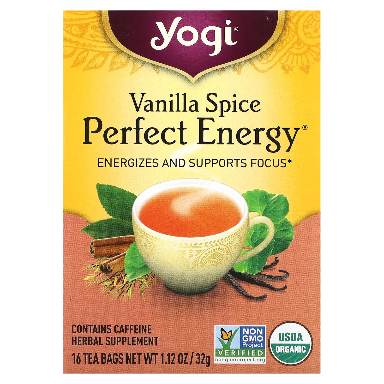 Yogi Tea-Perfect Energy-Vanilla Spice-16 Tea Bags-1.12 oz (32 g)