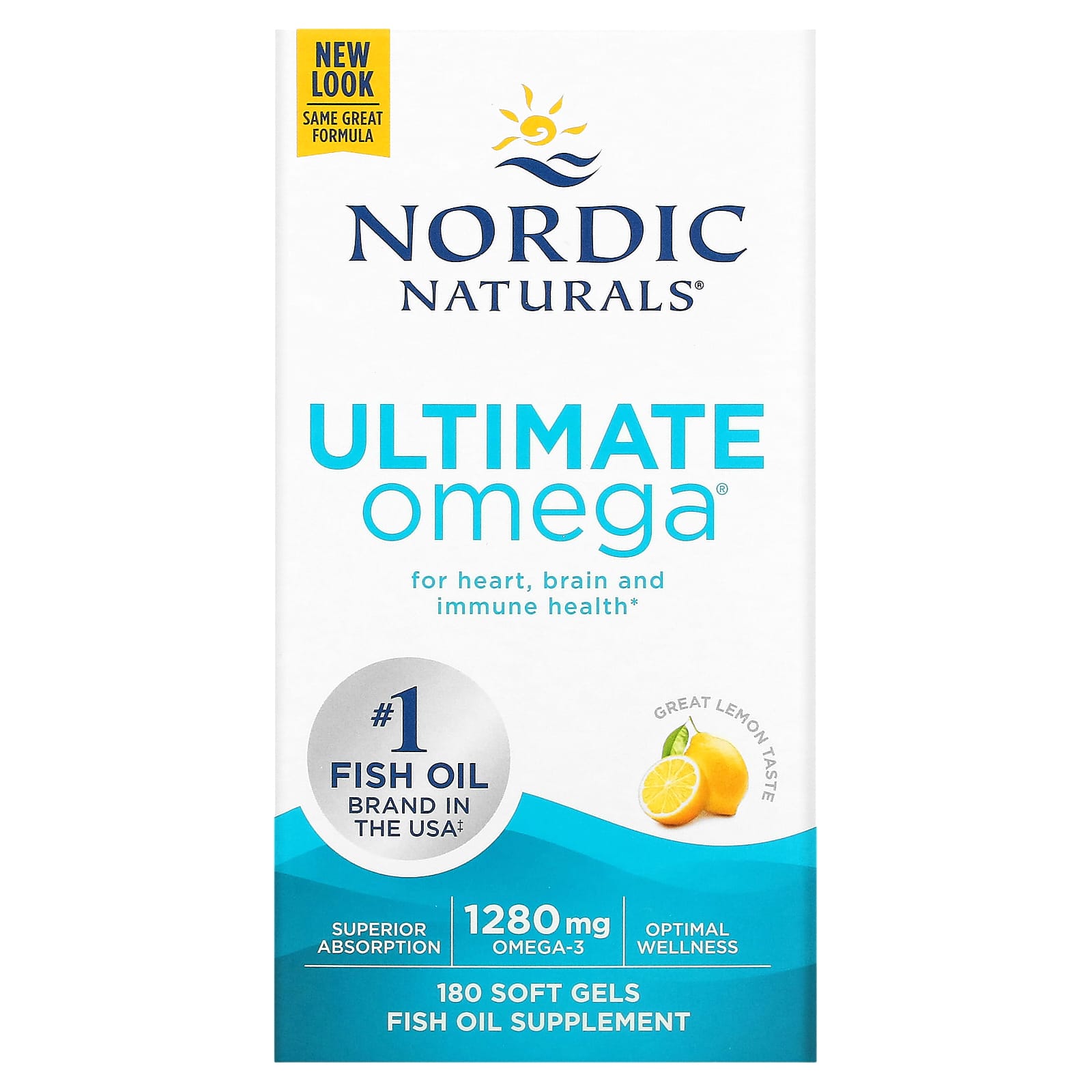 Nordic Naturals-Ultimate Omega-Lemon-1,280 mg-180 Soft Gels (640 mg per Soft Gel)