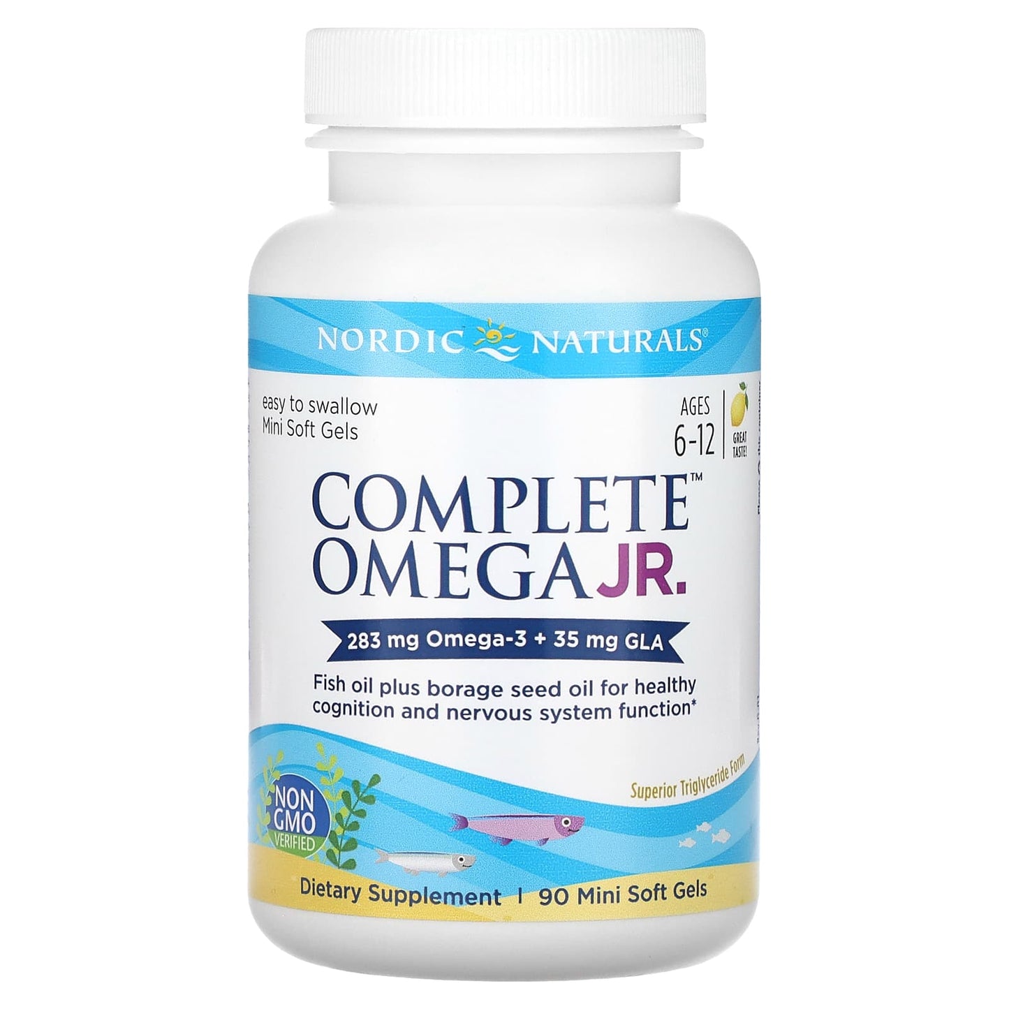 Nordic Naturals, Complete Omega Junior, Ages 6-12, Lemon, 90 Mini Soft Gels