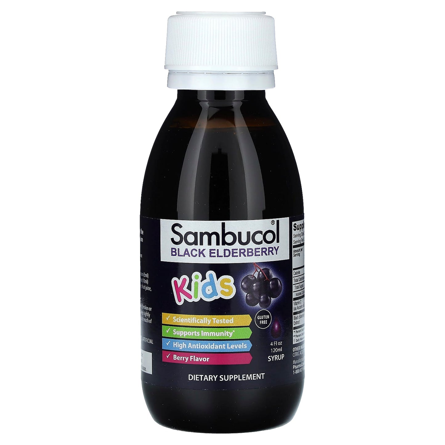 Sambucol, Kids Black Elderberry Syrup, 2 Years & Older, Berry, 4 fl oz (120 ml)