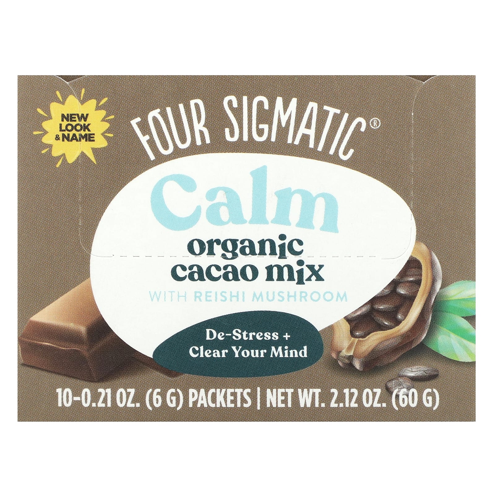 Four Sigmatic-Calm-Organic Cacao Mix with Reishi Mushroom-10 Packets-0.21 oz (6 g) Each