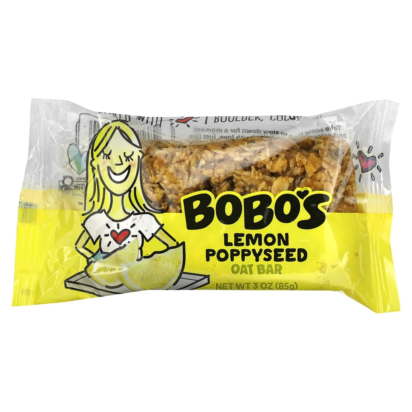 Bobo's Oat Bars, Lemon Poppyseed, 4 Bars, 3 oz (85 g) Each