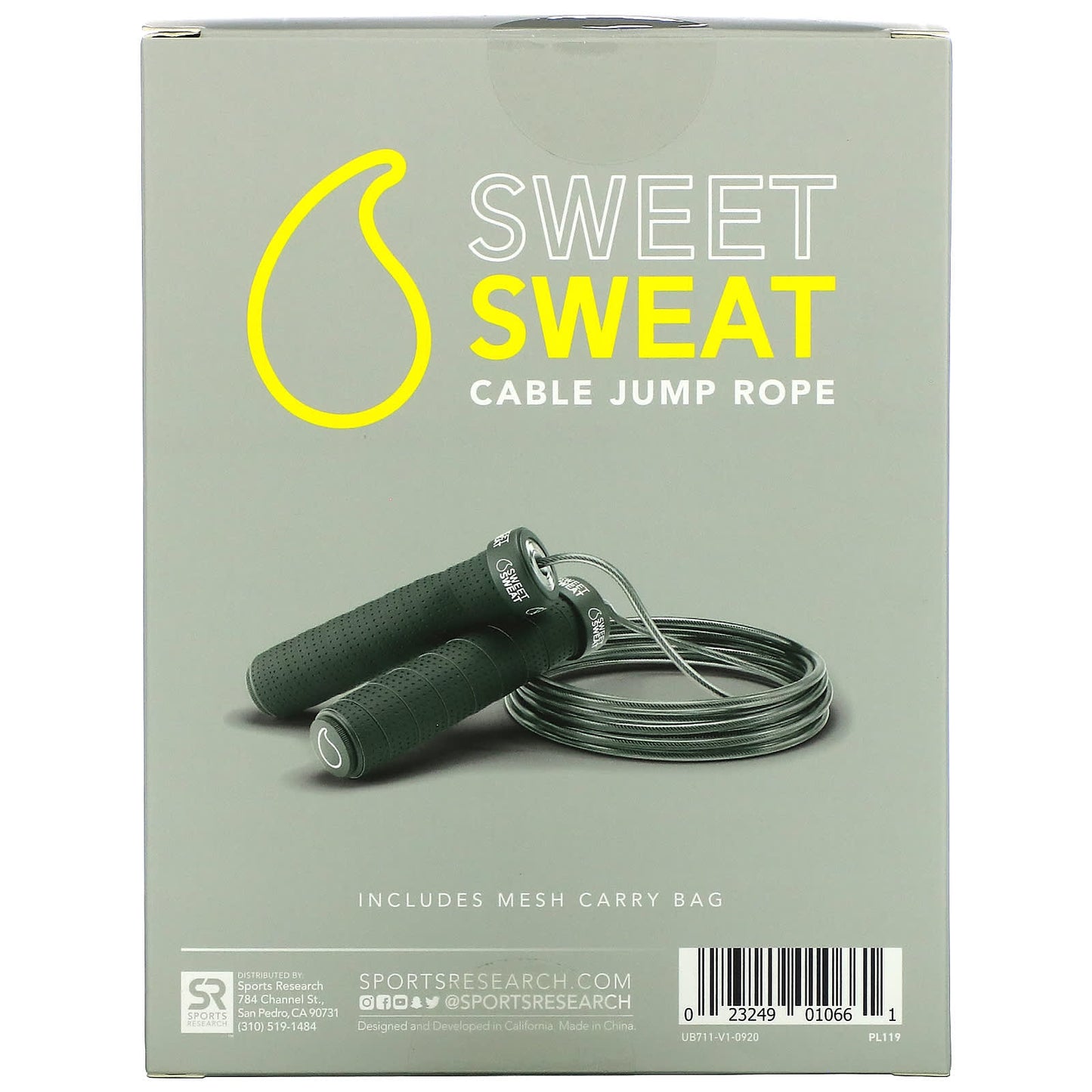 Sports Research, Sweet Sweat, Cable Jump Rope, Black, 10 ft, 1 Jump Rope