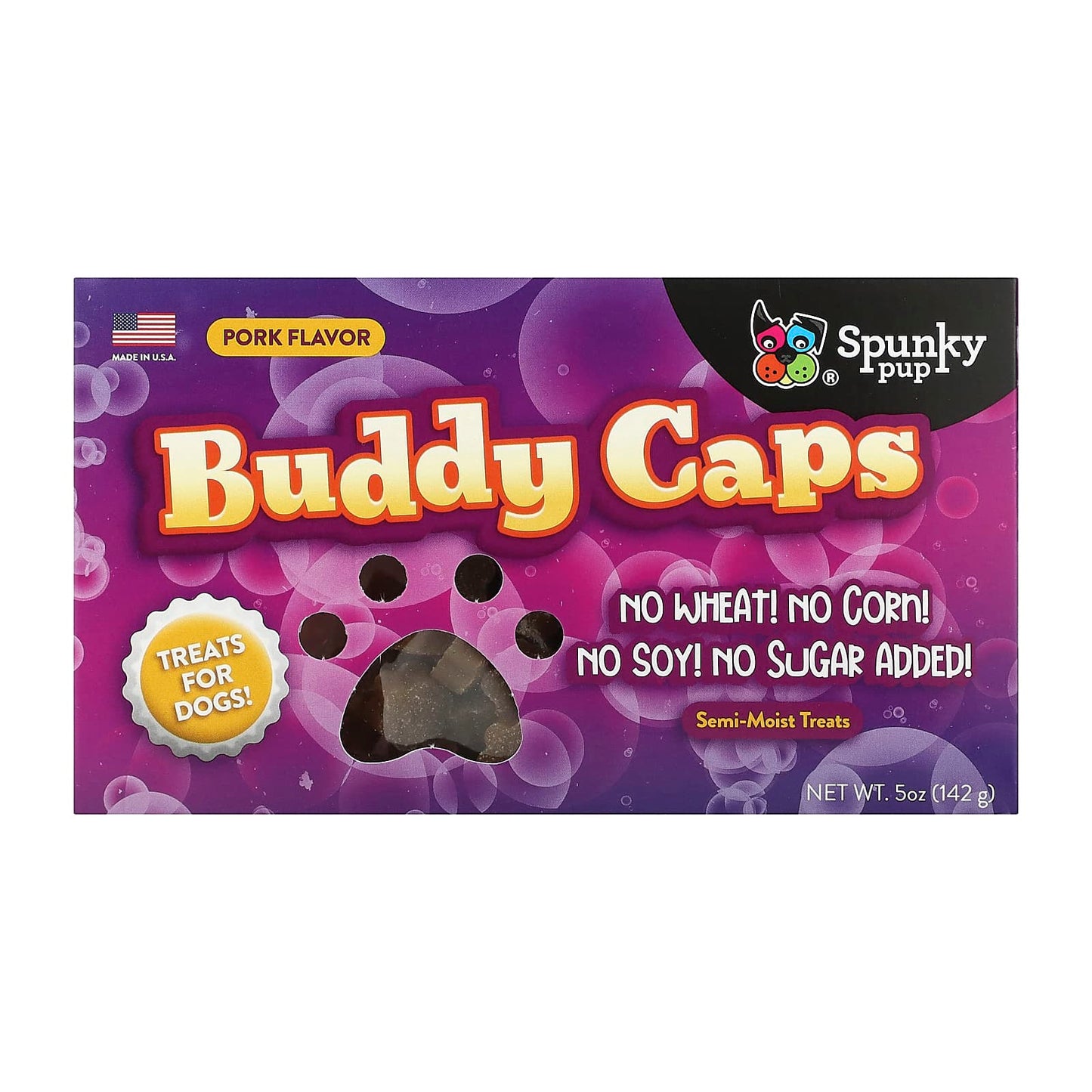 Spunky Pup-Buddy Caps-Treats for Dogs-Pork Flavor-5 oz (142 g)