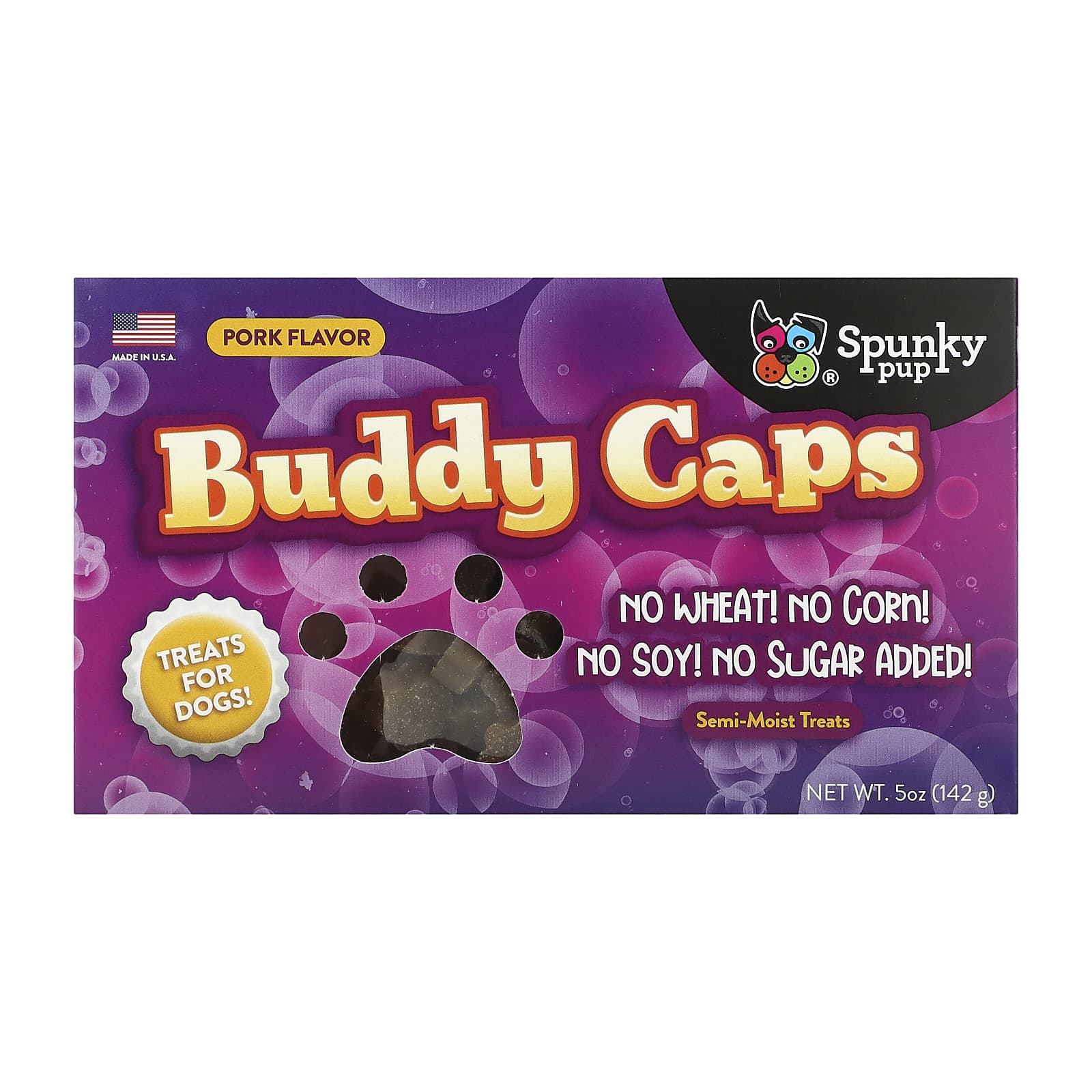 Spunky Pup-Buddy Caps-Treats for Dogs-Pork Flavor-5 oz (142 g)