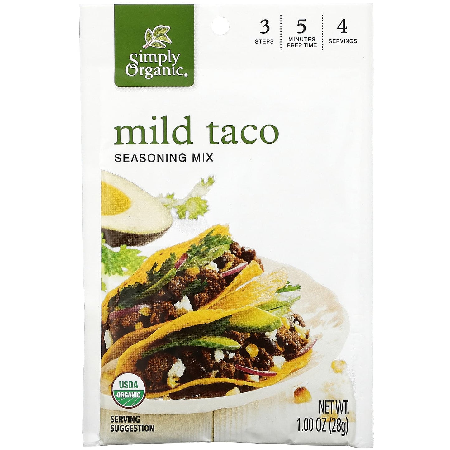 Simply Organic, Mild Taco Seasoning Mix, 12 Packets, 1 oz (28 g) Each