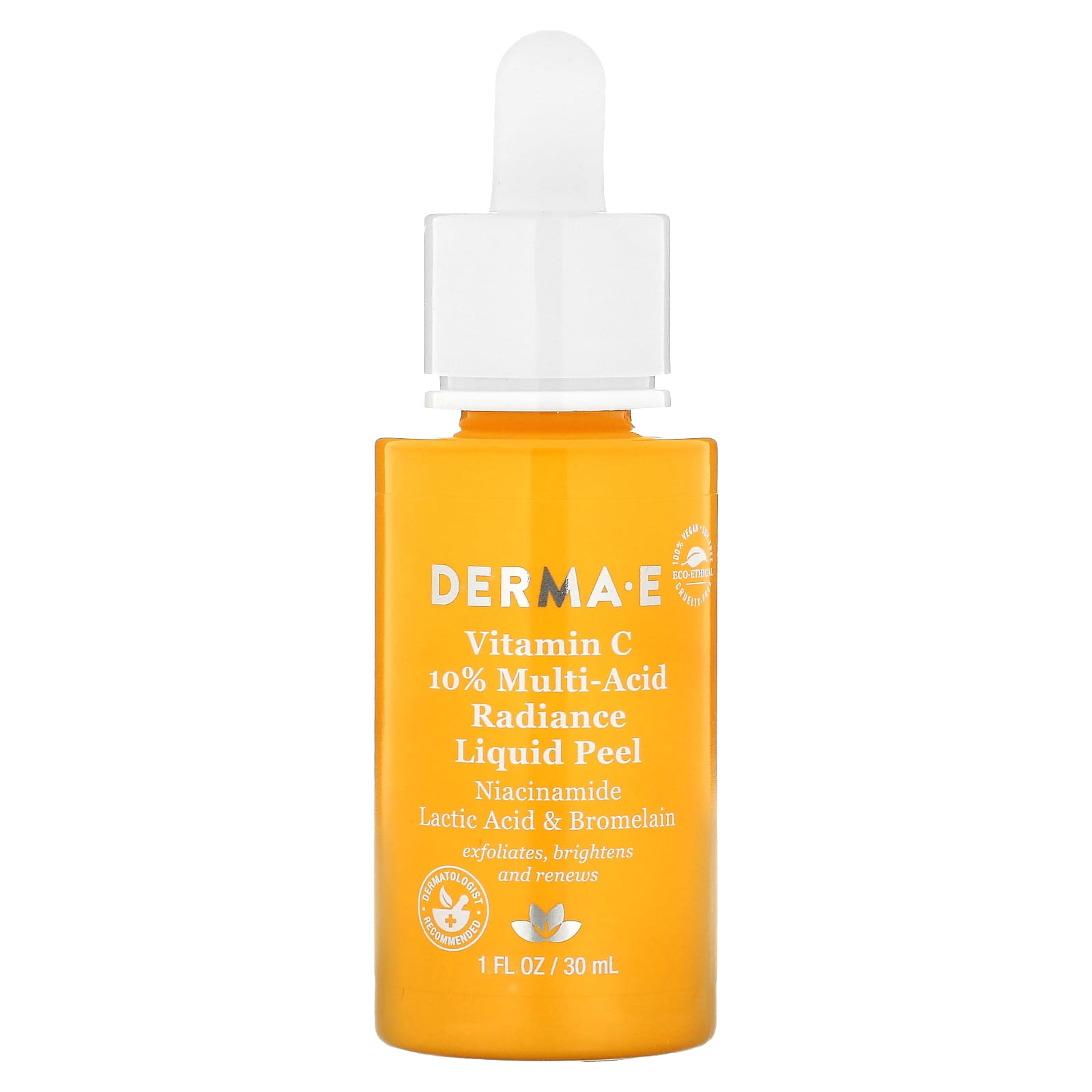 DERMA E-Vitamin C-10% Multi-Acid Radiance Liquid Peel-1 fl oz (30 ml)