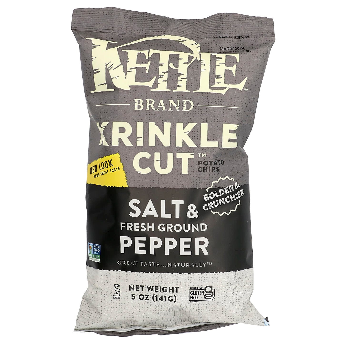 Kettle Foods-Krinkle Cut Potato Chips-Salt & Fresh Ground Pepper-5 oz (141 g)