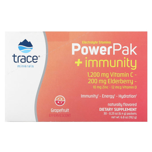 Trace Minerals ®-Electrolyte Stamina-PowerPak + Immunity-Grapefruit-30 Packets-0.23 oz (6.4 g) Each