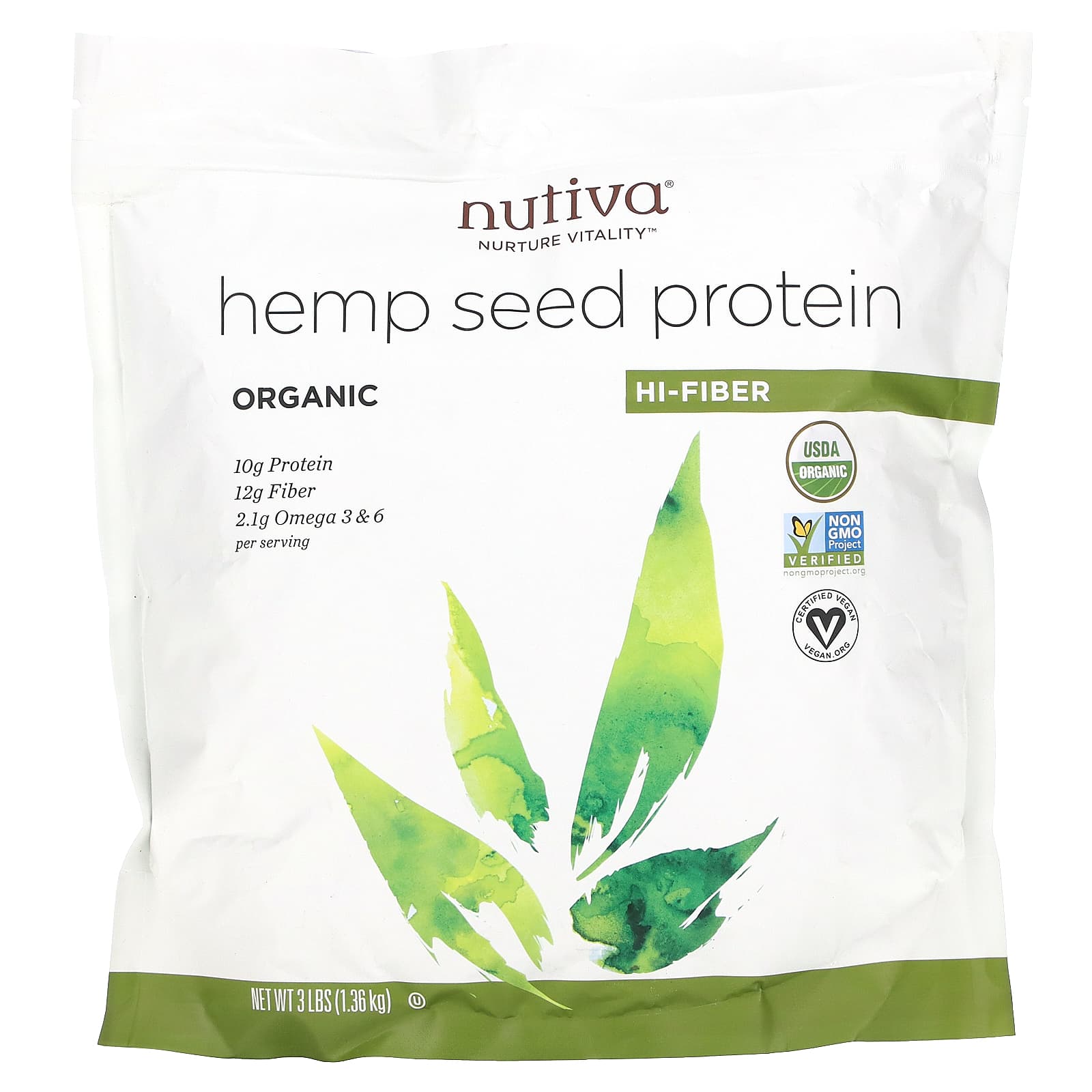 Nutiva-Organic Hemp Seed Protein-3 lbs (1.36 kg)