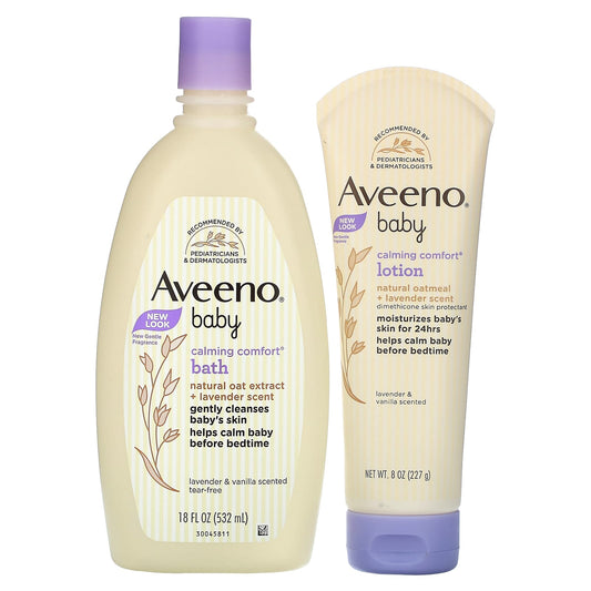 Aveeno-Baby-Calming Comfort Bath + Lotion Set-Lavender and Vanilla-2 Piece Set