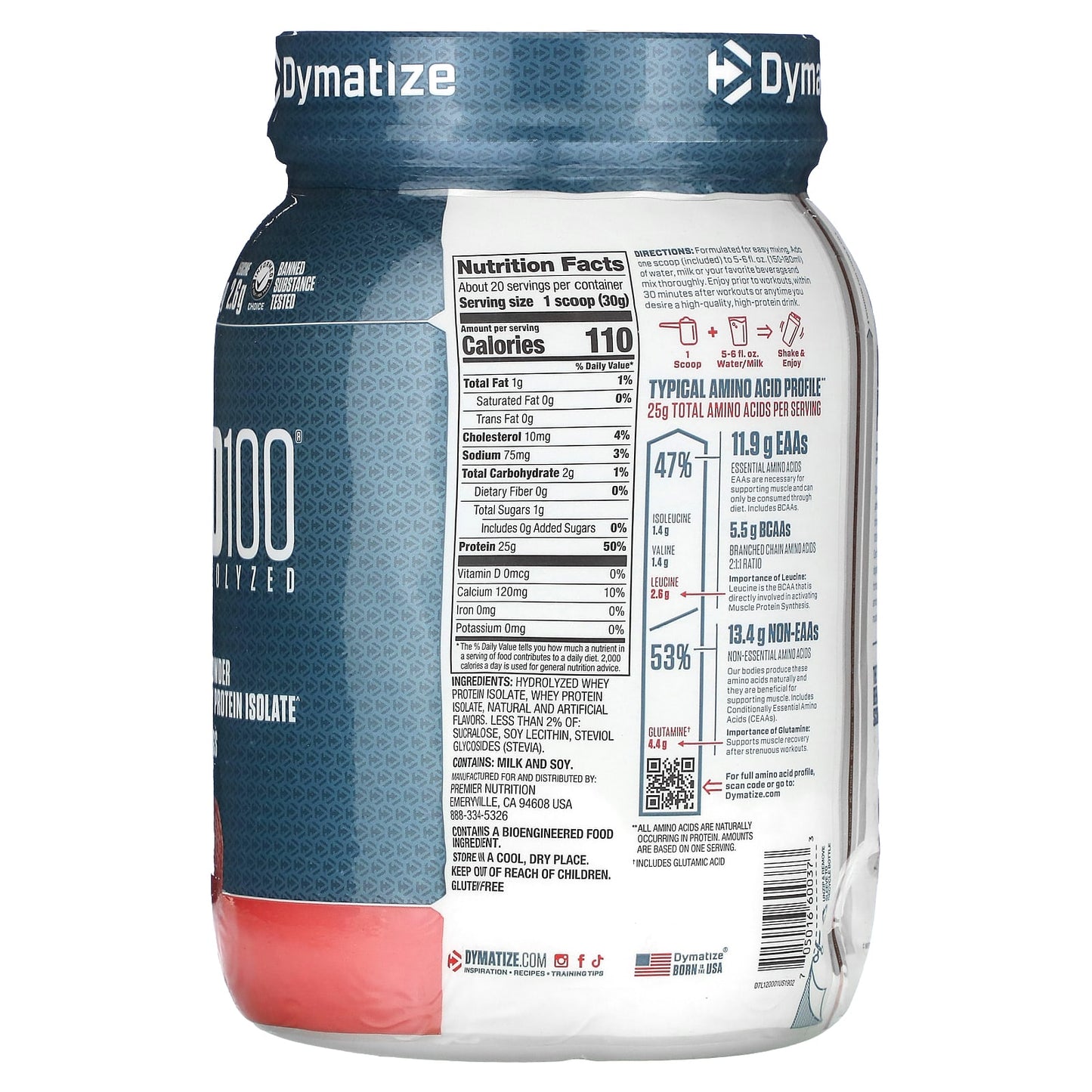 Dymatize, ISO100 Hydrolyzed, 100% Whey Protein Isolate, Strawberry, 1.34 lb (610 g)