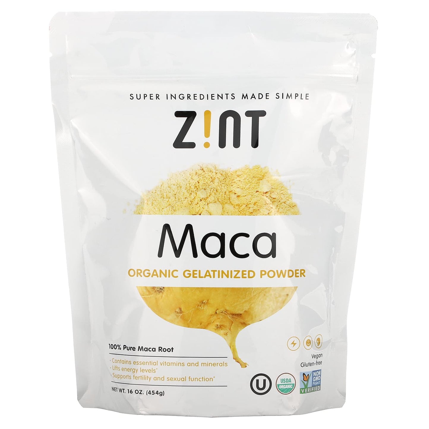 Zint-Maca-Organic Gelatinized Powder-16 oz (454 g)