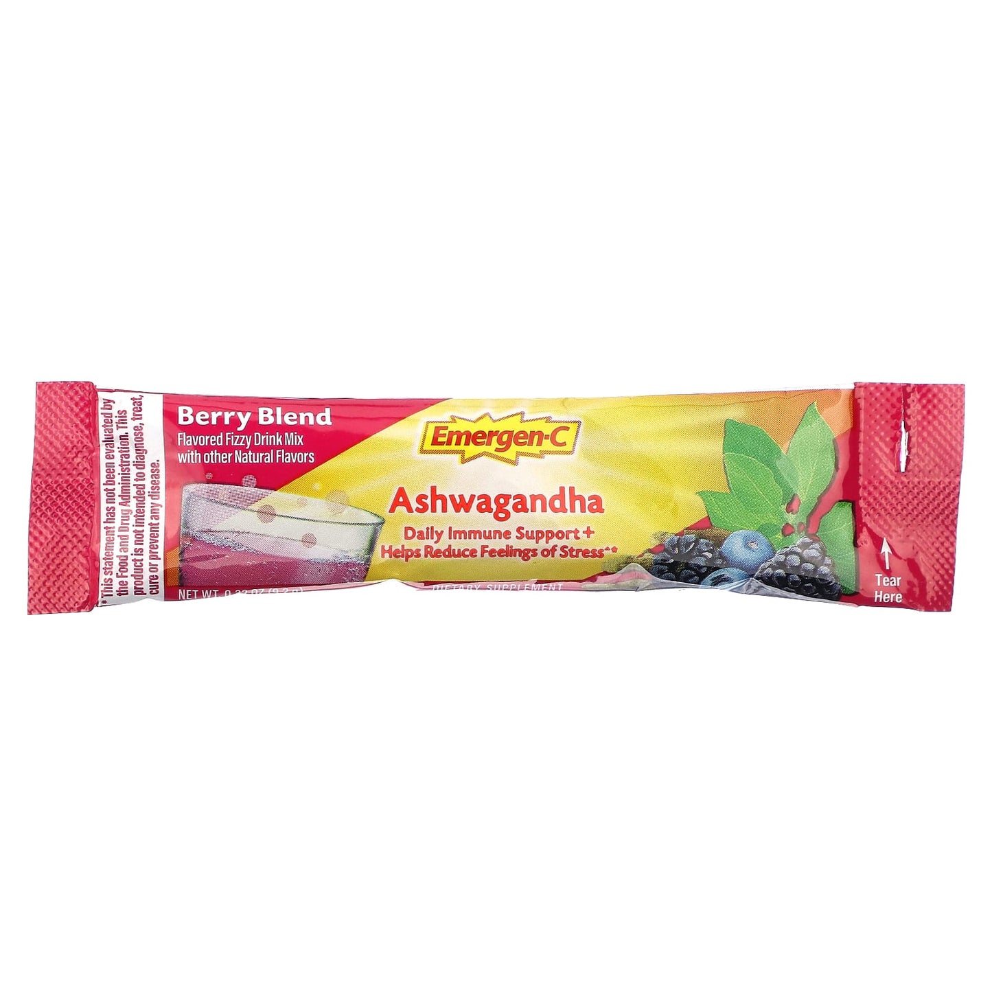 Emergen-C, Ashwagandha, Berry Blend, 18 Packets, 0.32 oz (9.2 g) Each