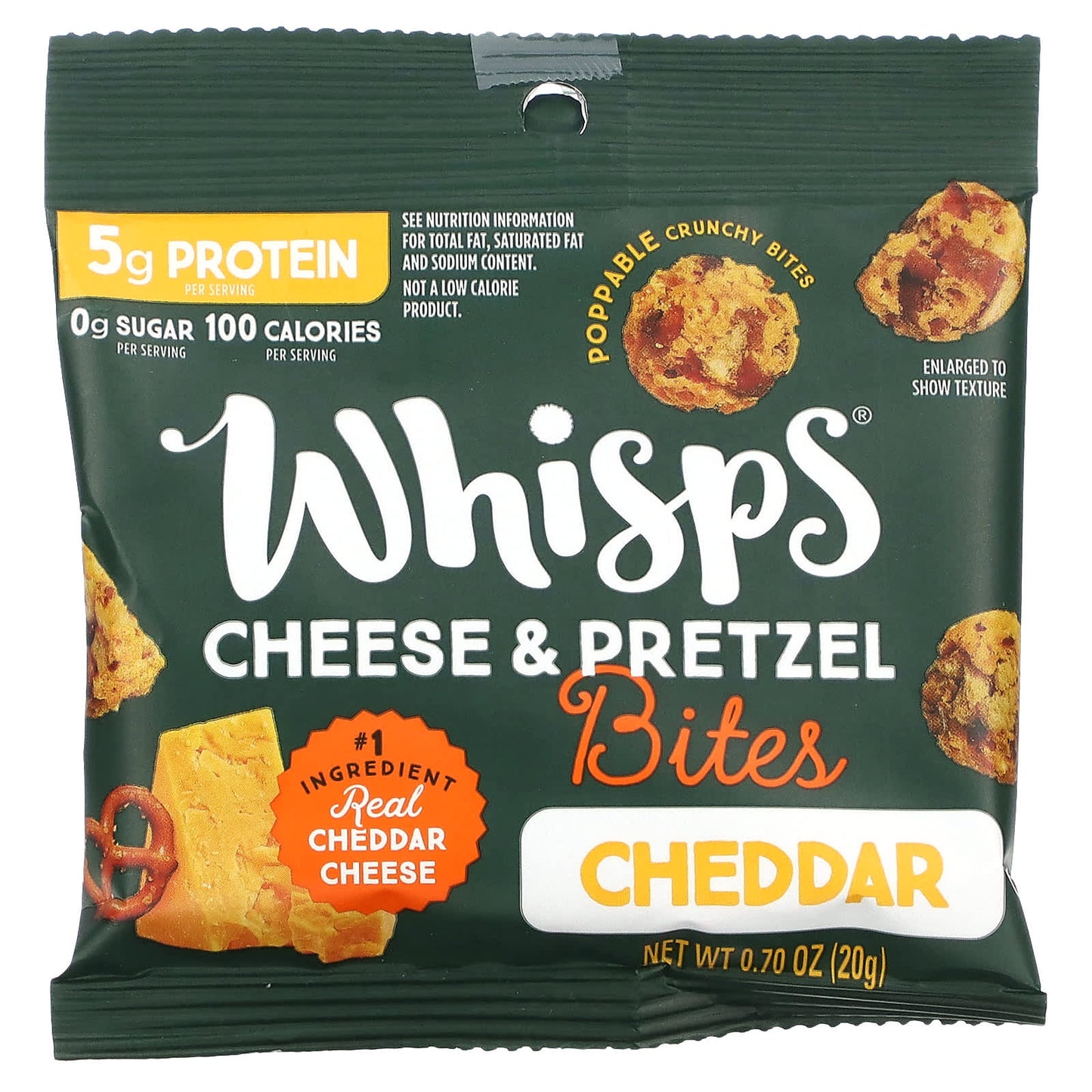 Whisps, Cheese & Pretezel Bites, Cheddar, 6 Packs, 0.70 oz (20 g) Each