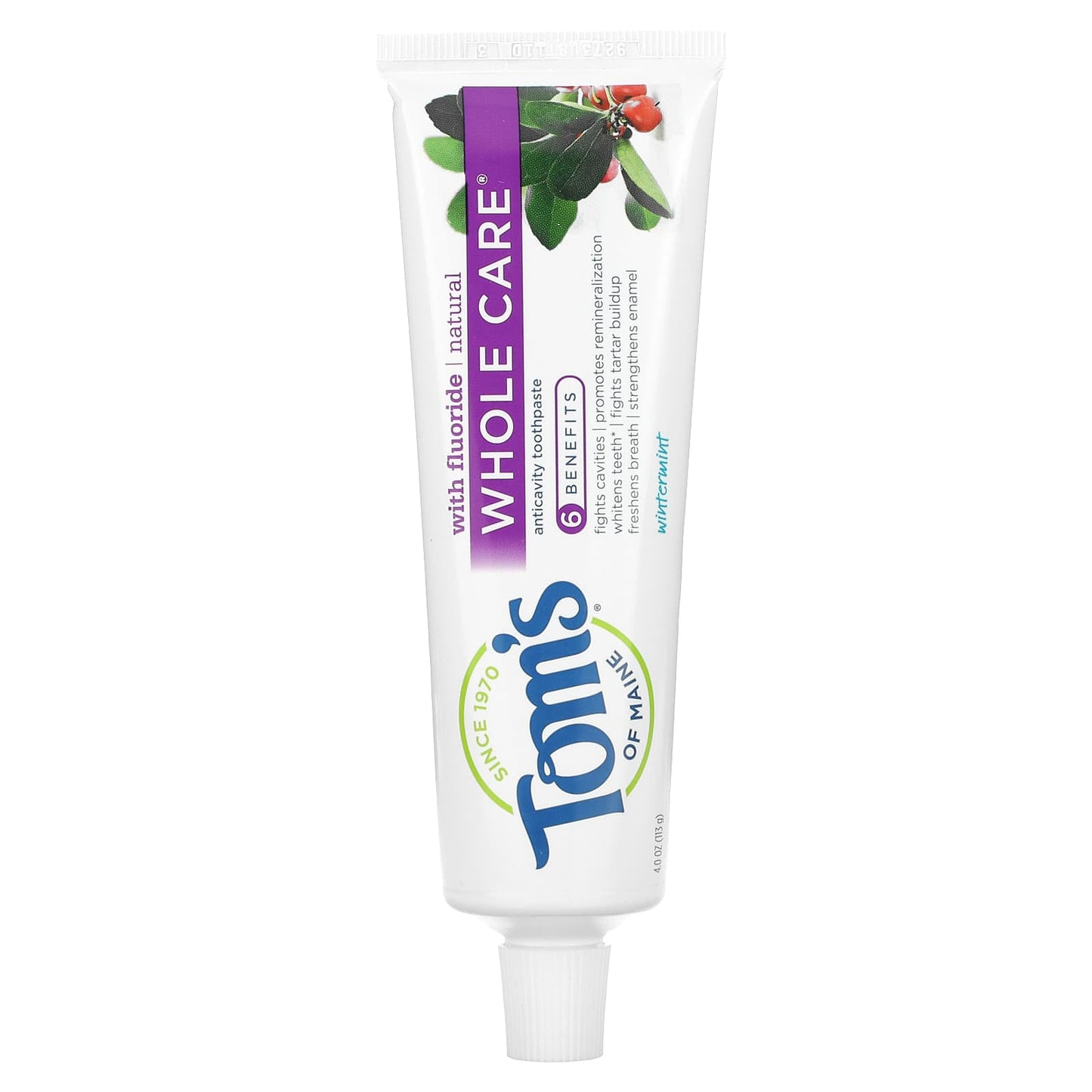 Tom's of Maine-Whole Care-Natural Anticavity Toothpaste with Fluoride-Wintermint-4 oz (113 g)