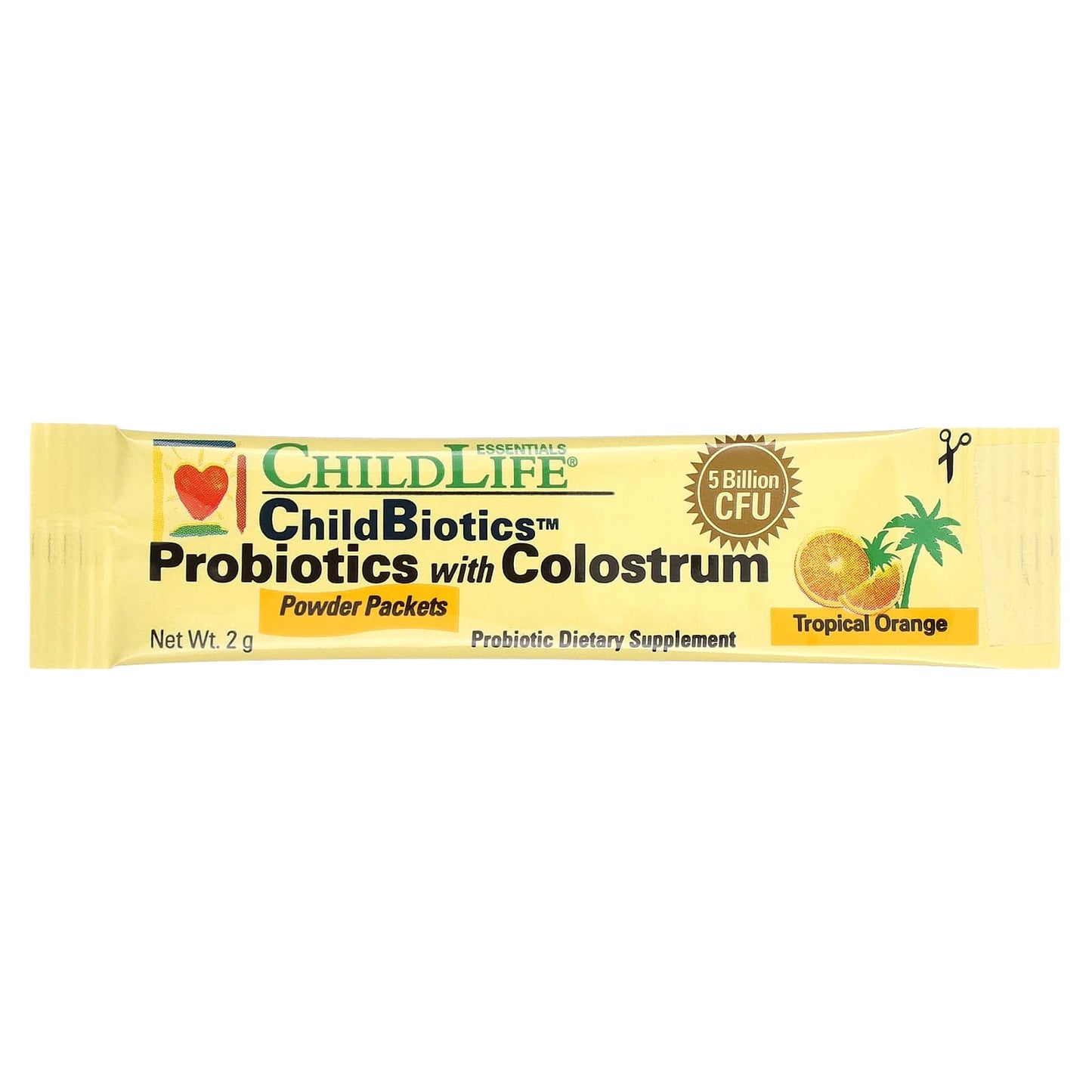 ChildLife Essentials, ChildBiotics, Probiotics with Colostrum Powder Packets, Tropical Orange, 30 Packets, 2 g Each