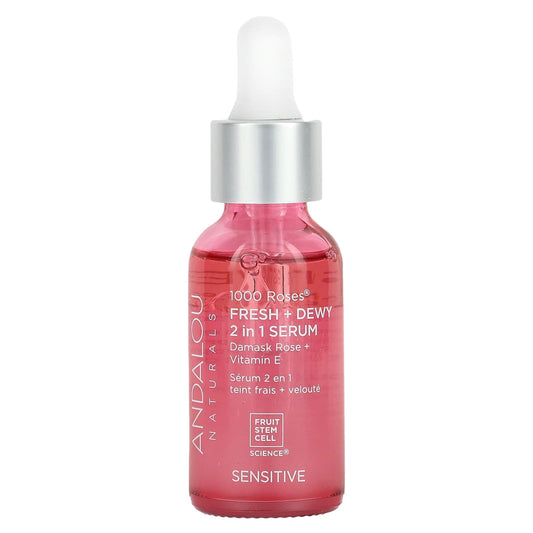 Andalou Naturals-1000 Roses-Fresh + Dewy 2 in 1 Serum-1 fl oz (30 ml)