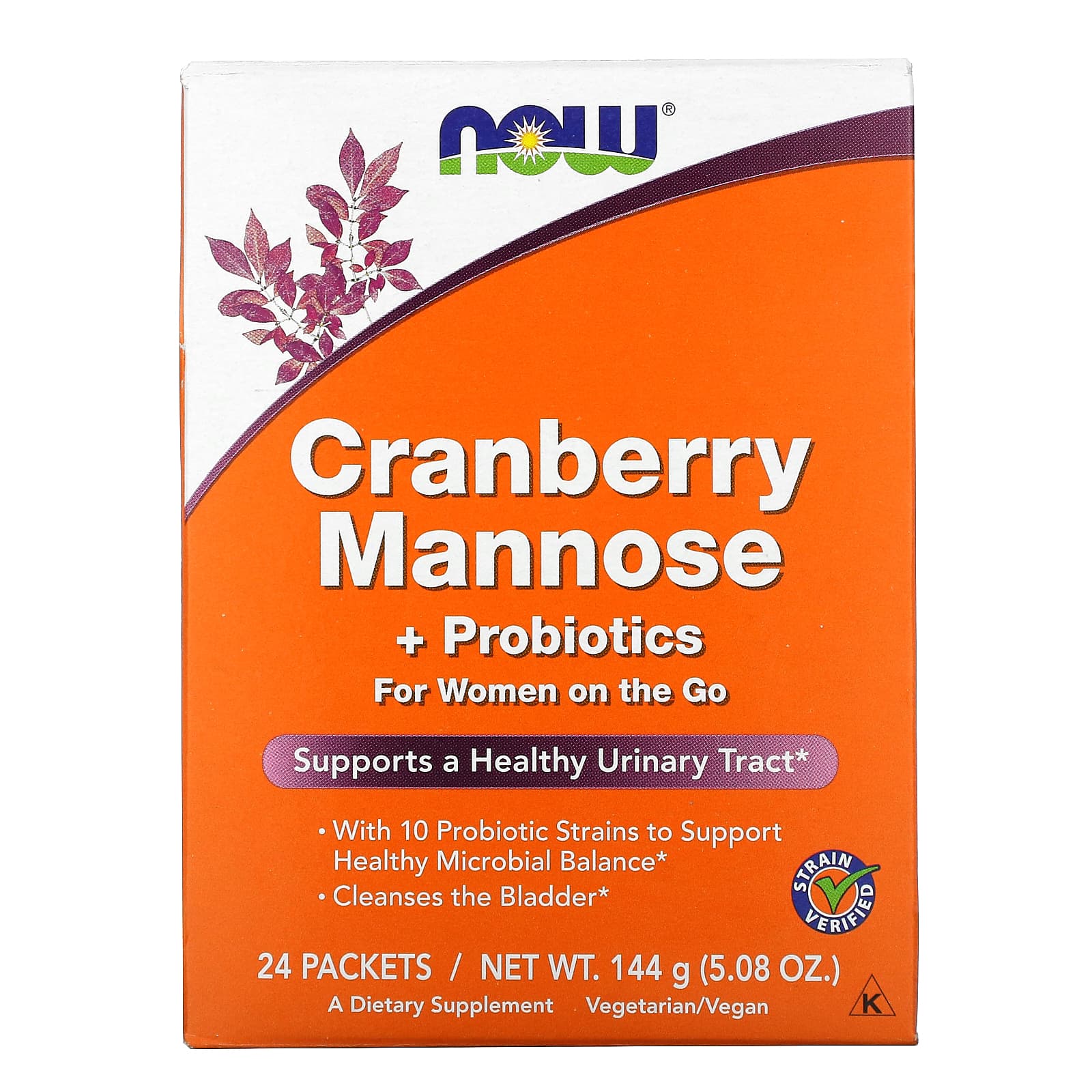 NOW Foods-Cranberry Mannose + Probiotics-For Women On The Go-24 Packets-0.21 oz (6 g) Each