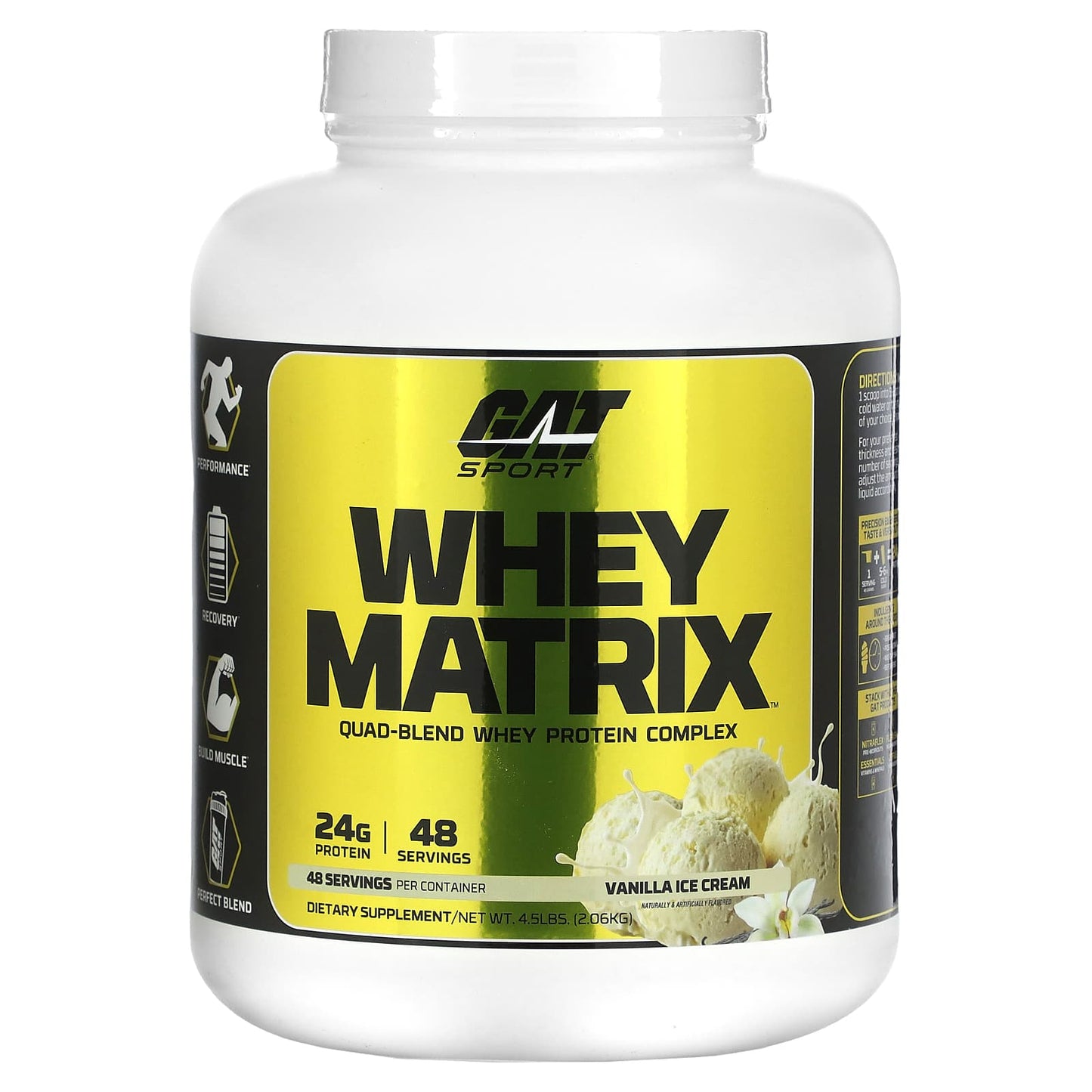 GAT-Whey Matrix-Quad-Blend Whey Protein Complex-Vanilla Ice Cream-4.5 lbs (2.06 kg)