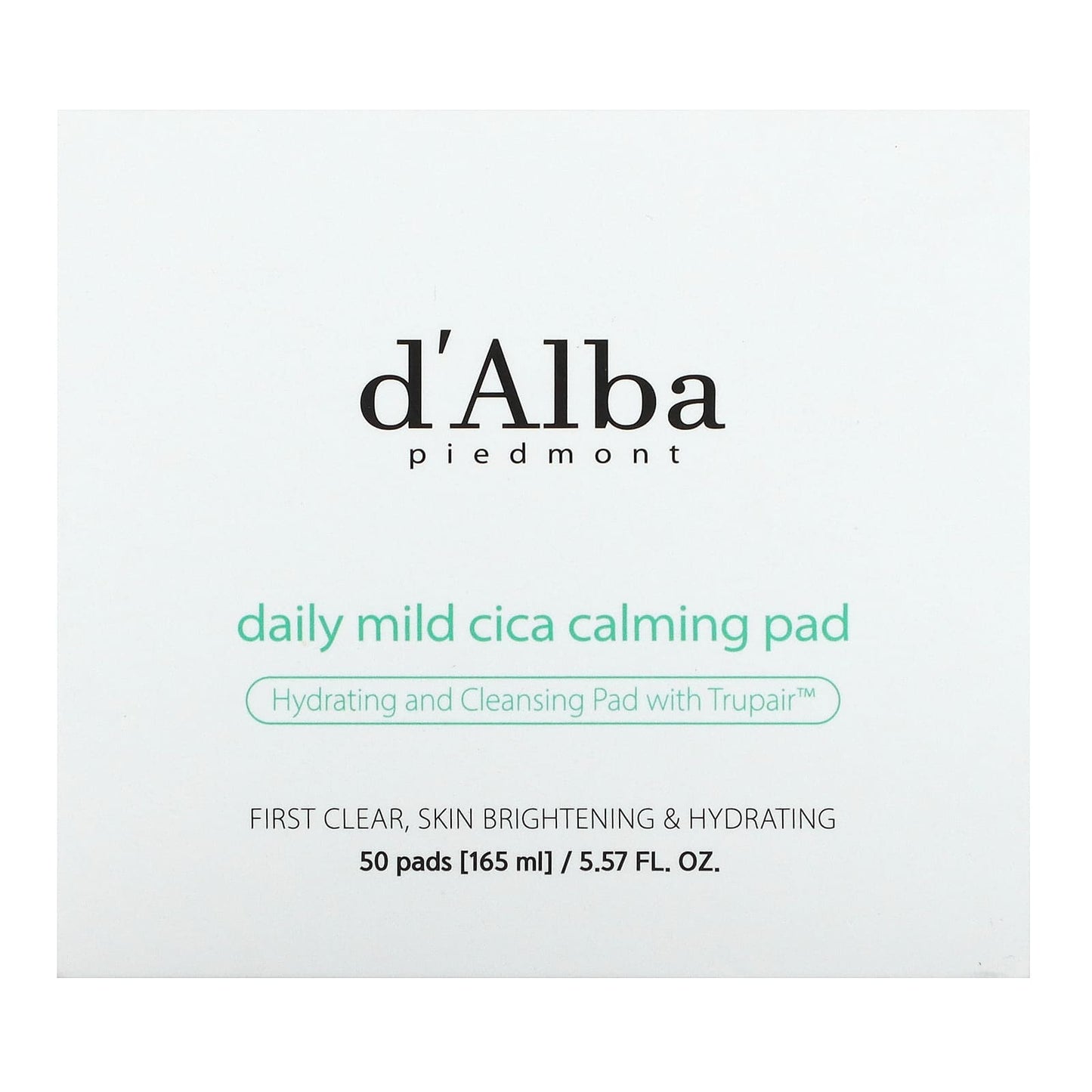 d'Alba, Daily Mild Cica Calming Pad, 50 Pads, 5.57 fl oz (165 ml)