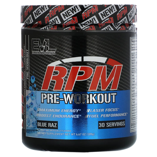 EVLution Nutrition-RPM-Pre-Workout-Blue Raz-6.67 oz (189 g)