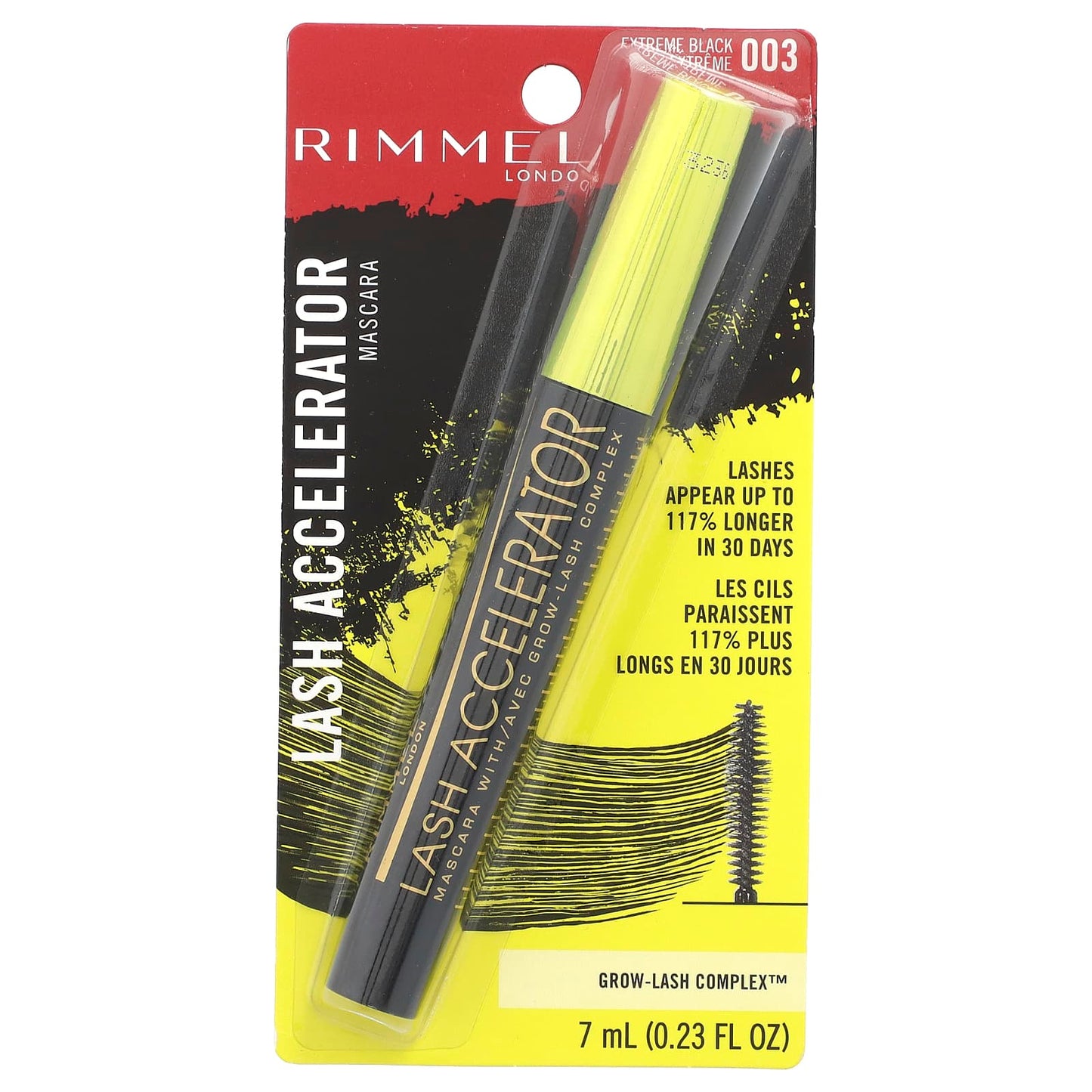 Rimmel London, Lash Accelerator Mascara, 003 Extreme Black, 0.23 fl oz (7 ml)