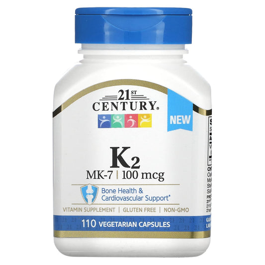 21st Century-K2-MK-7-100 mcg-110 Vegetarian Capsules