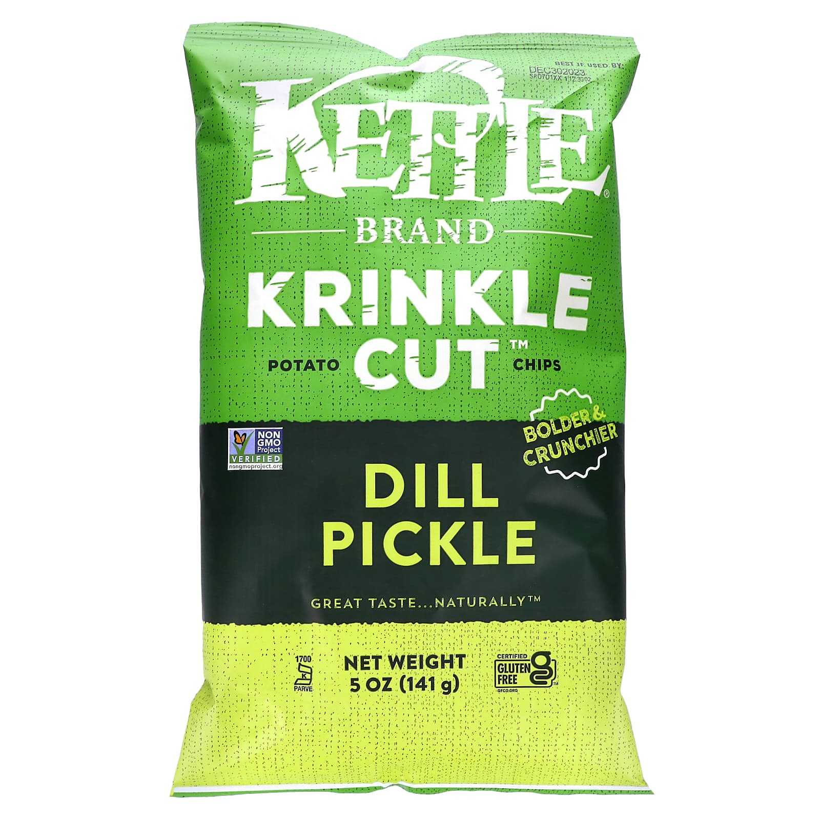 Kettle Foods-Krinkle Cut Potato Chips-Dill Pickle-5 oz (141 g)