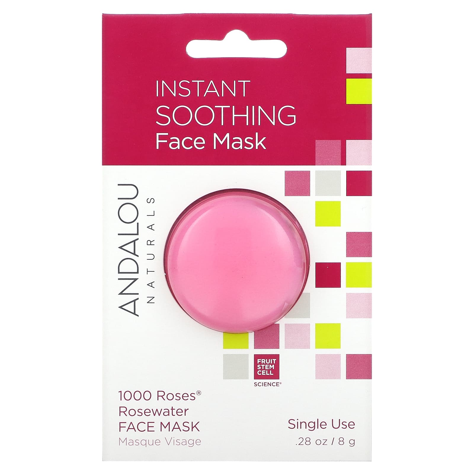 Andalou Naturals-Instant Soothing Beauty Face Mask-1000 Roses Rosewater-0.28 oz (8 g)