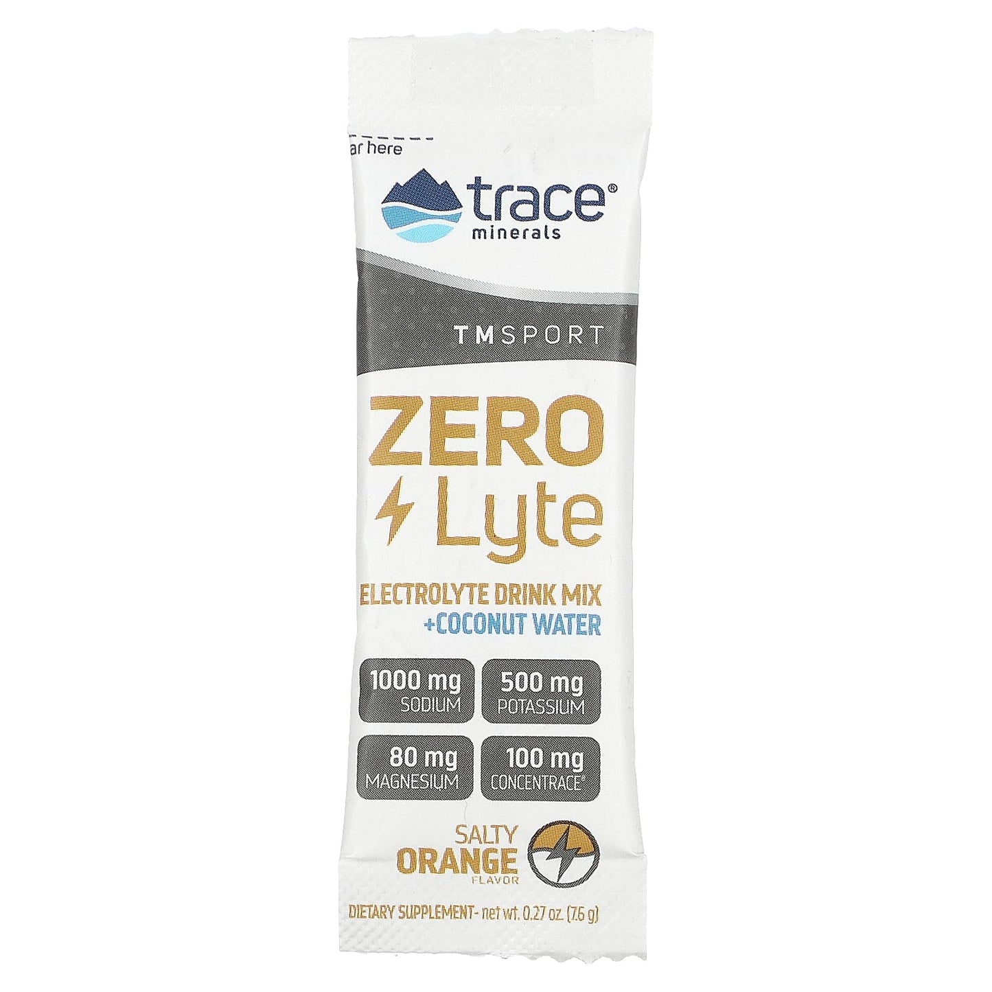 Trace Minerals ®, ZeroLyte Electrolyte Drink Mix, Salty Orange, 30 Packets, 0.27 oz (7.6 g) Each