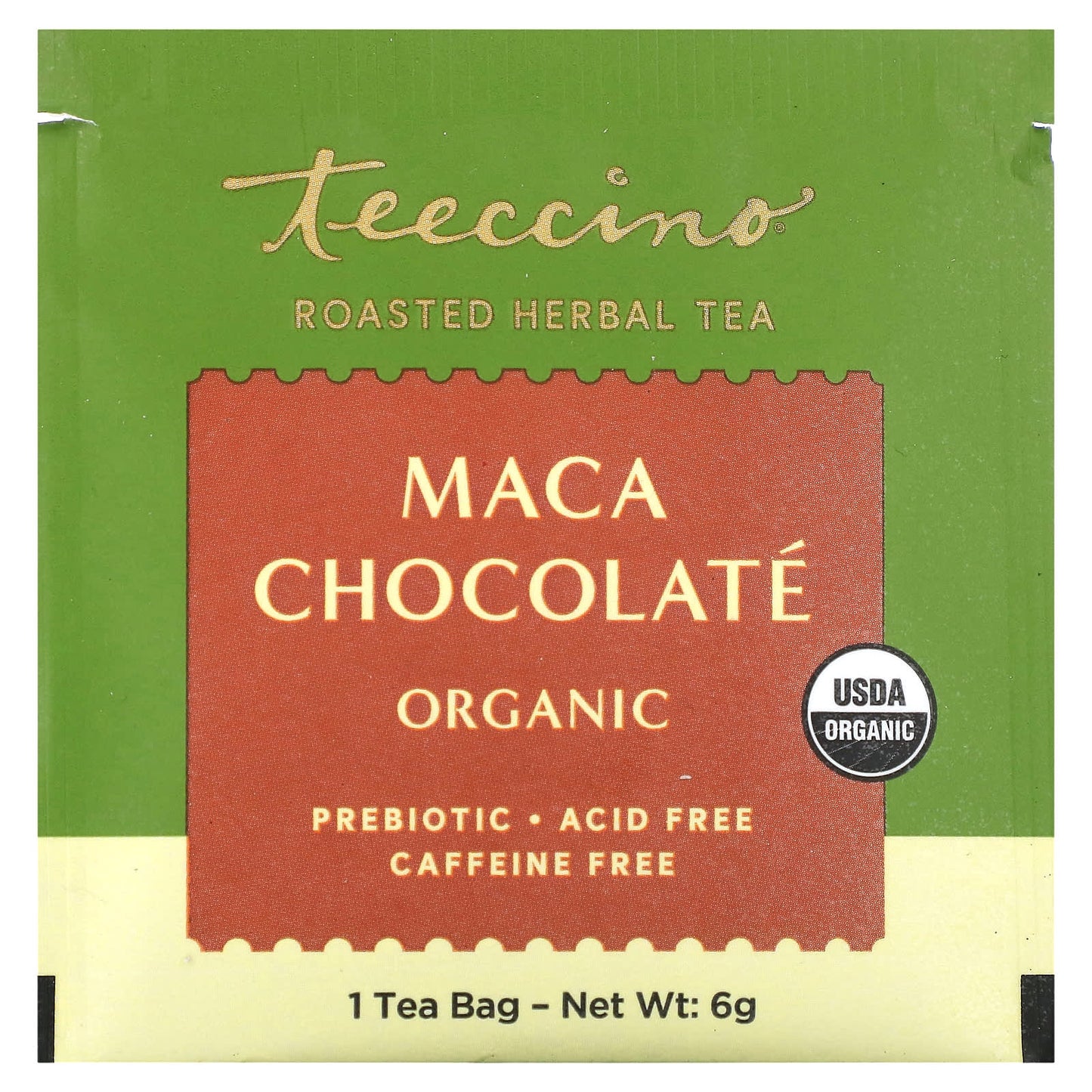 Teeccino, Organic Roasted Herbal Tea, Maca Chocolate, Caffeine Free, 25 Tea Bags, 5.3 oz (150 g)